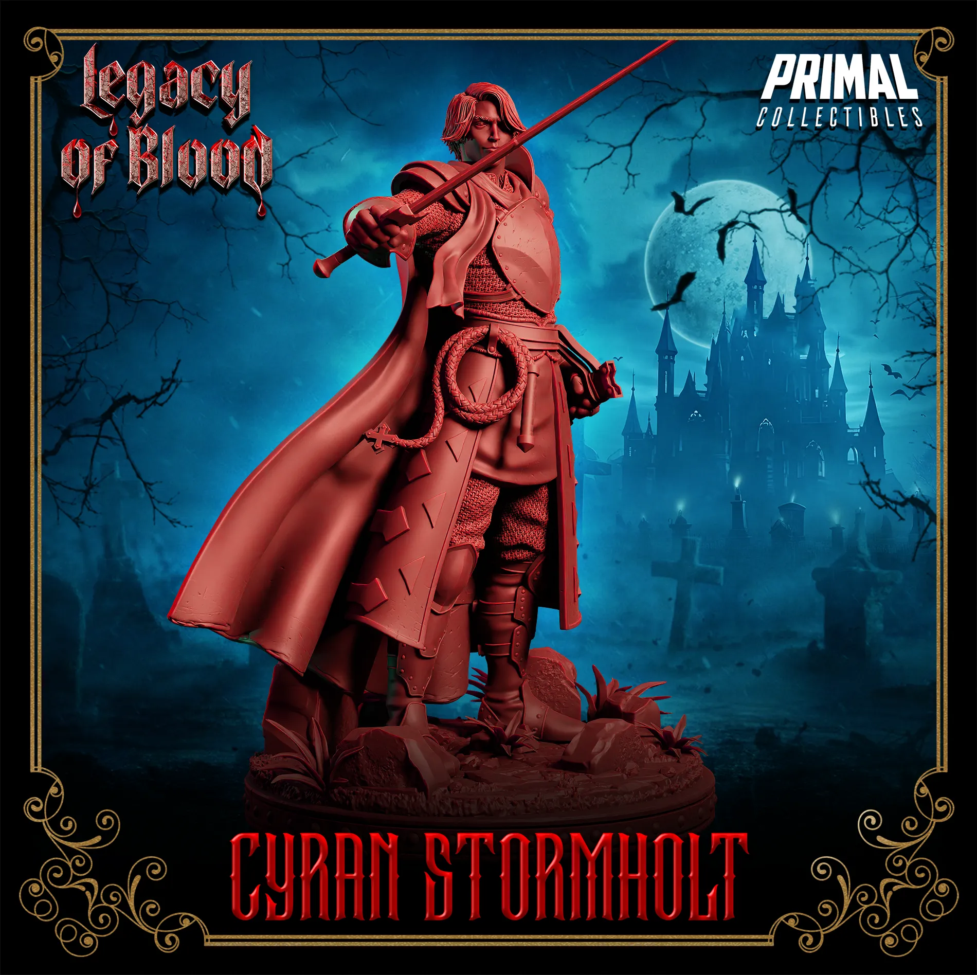 Human Cyran Stormholt, Knight Paladin | Legacy of Blood | Tabletop D&D Miniature | Primal Collectibles