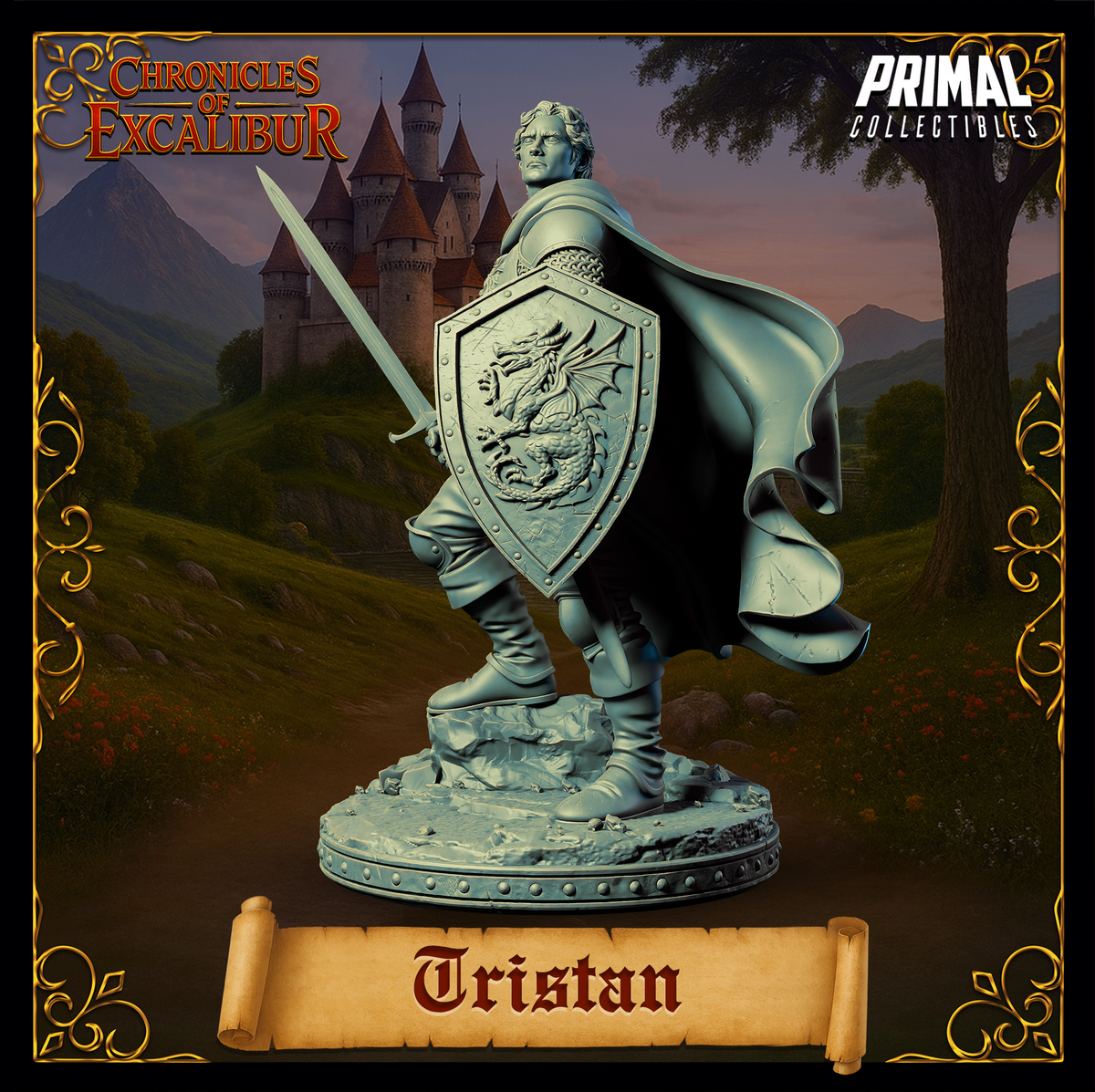 Knight Tristan | Chronicles of Excalibur | Tabletop D&D Miniature | Primal Collectibles