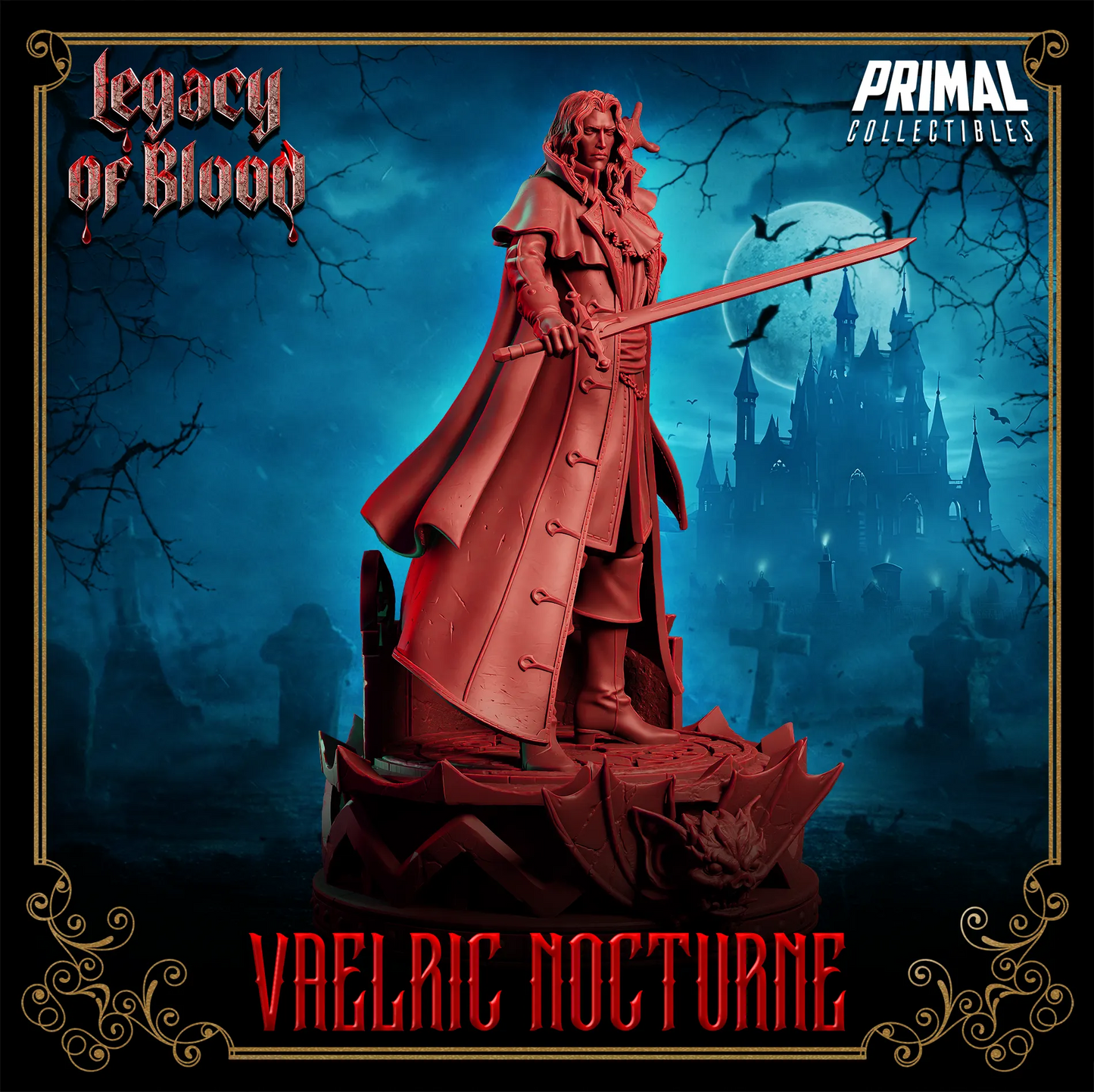 Dampyr Vaelric Nocturne | Legacy of Blood | Tabletop Scale | TTRPG D&D Miniature | Primal Collectibles
