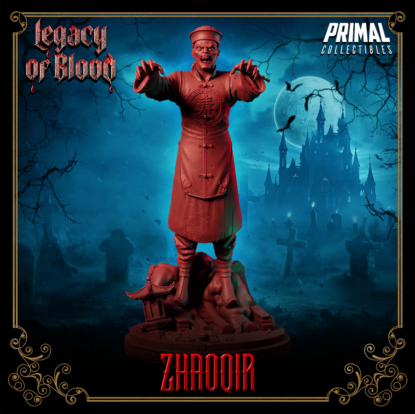 Zombie Zhaoqir, Hopping Vampire, Jiangshi | Legacy of Blood | Tabletop D&D Miniature | Primal Collectibles