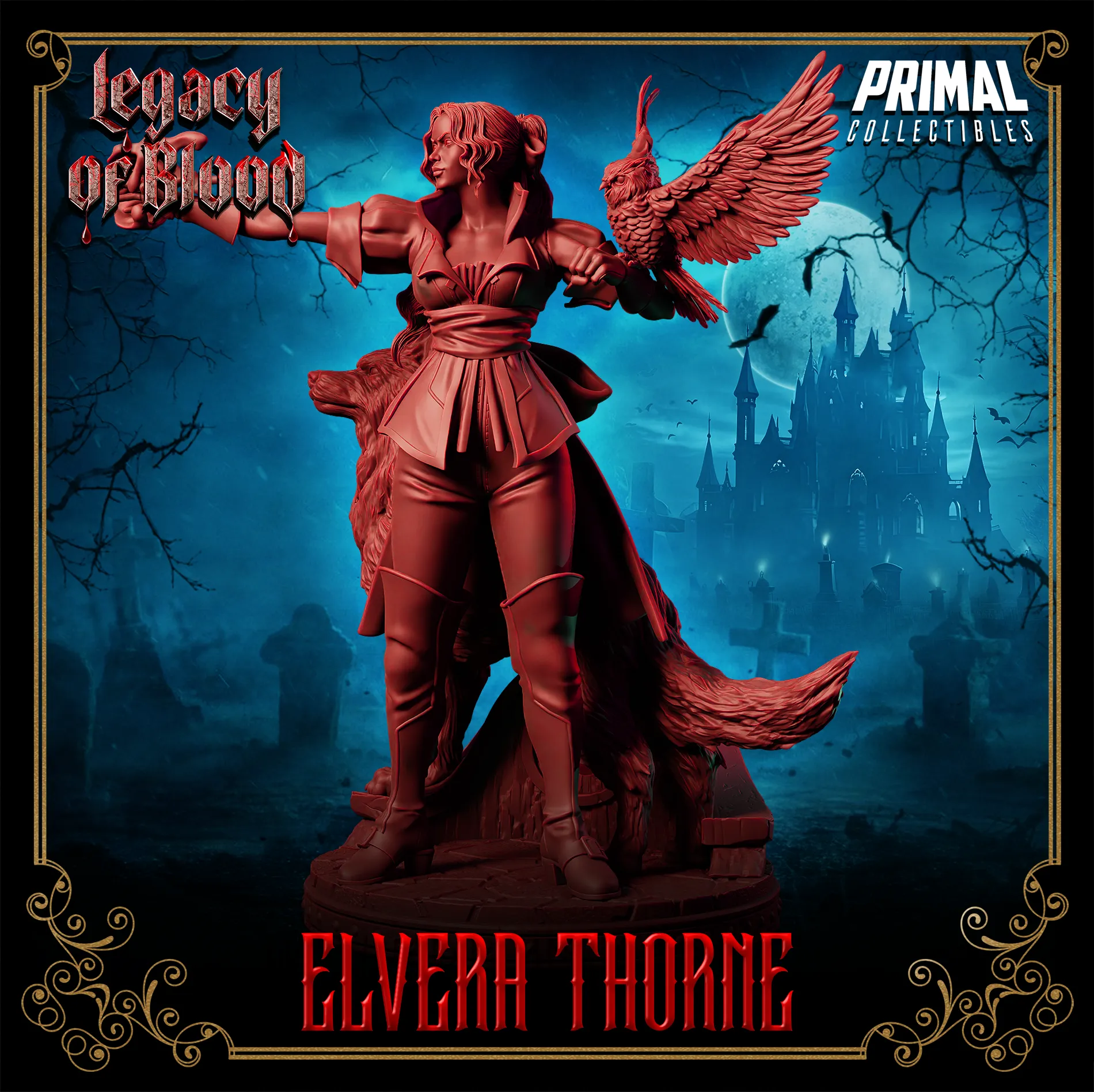 Wizard Elvera Thorne | Legacy of Blood | Tabletop Scale | TTRPG D&D Miniature | Primal Collectibles