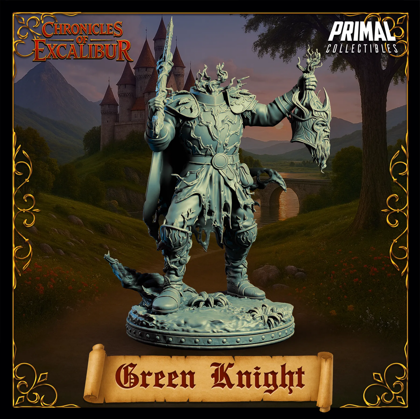 Mystic Knight Green Knight | Chronicles of Excalibur | Tabletop D&D Miniature | Primal Collectibles