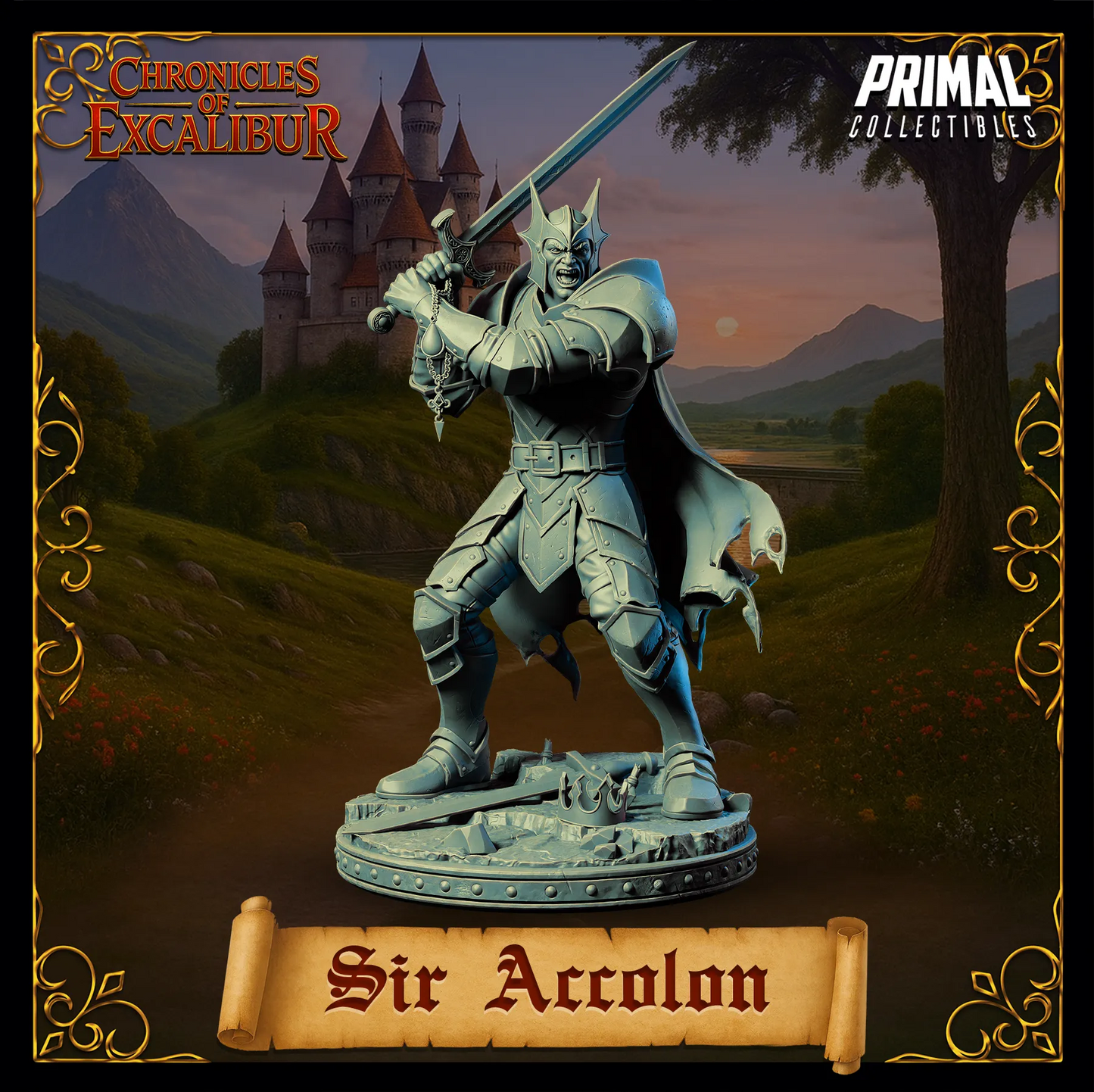 Evil Knight Sir Accolon | Chronicles of Excalibur | Tabletop D&D Miniature | Primal Collectibles