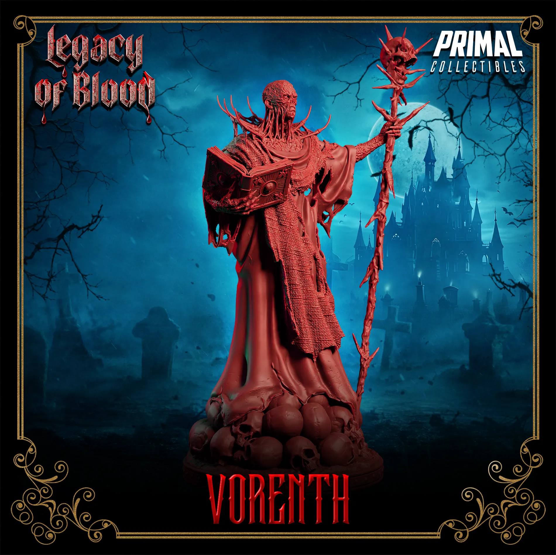 Necromancer Vorenth, Vampire Lich Wizard | Legacy of Blood | Tabletop D&D Miniature | Primal Collectibles