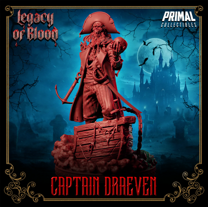 Captain Draeven, Undead Pirate | Legacy of Blood | Tabletop D&D Miniature | Primal Collectibles