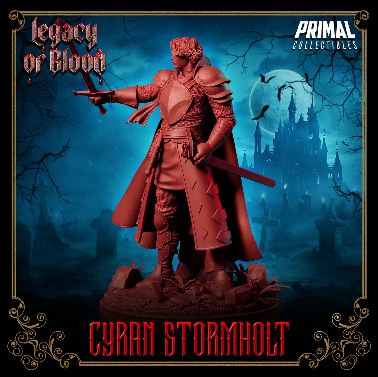 Human Cyran Stormholt, Knight Paladin | Legacy of Blood | Tabletop D&D Miniature | Primal Collectibles