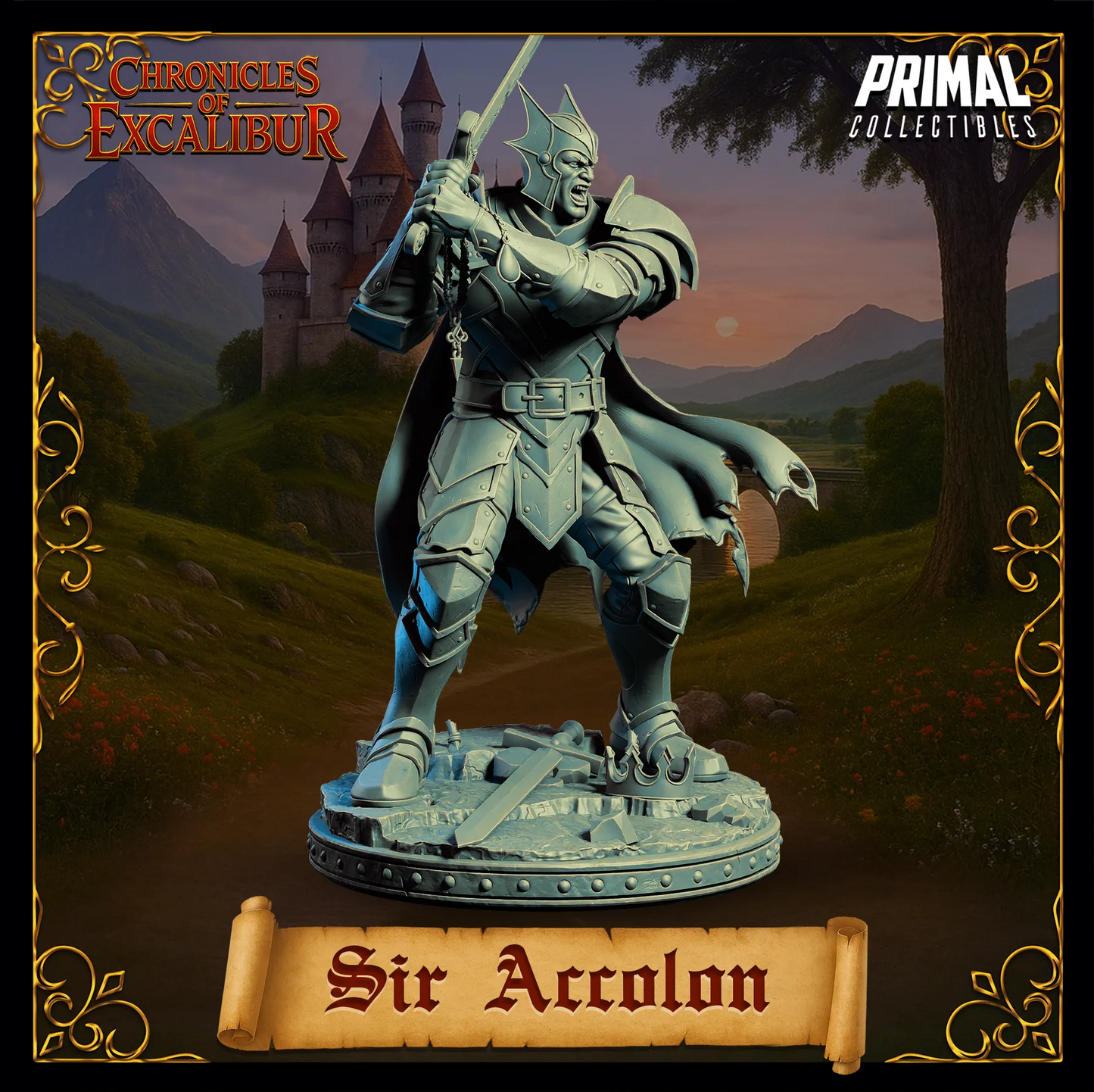 Evil Knight Sir Accolon | Chronicles of Excalibur | Tabletop D&D Miniature | Primal Collectibles