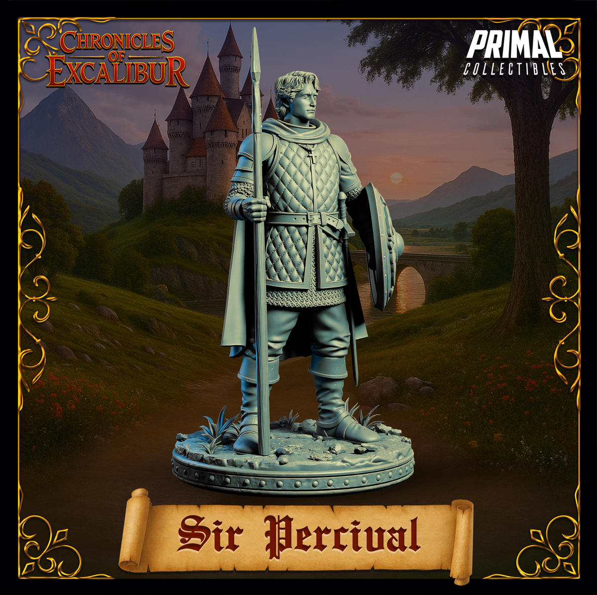 Knight Sir Percival | Chronicles of Excalibur | Tabletop D&D Miniature | Primal Collectibles