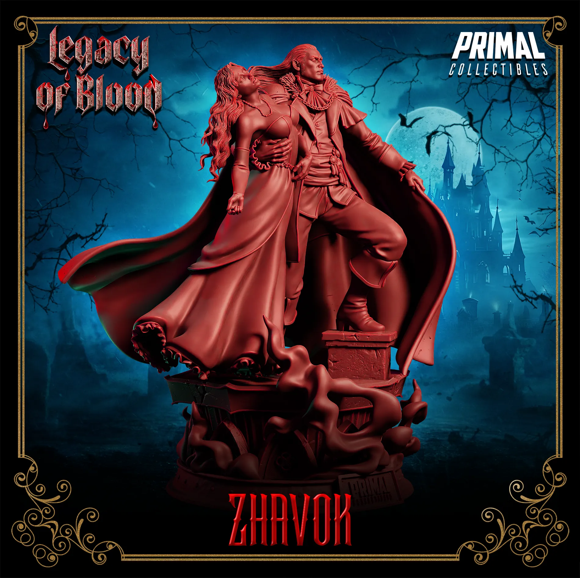 Darklord Zhavok and Victim, Strahd, CoS | Legacy of Blood | Tabletop D&D Miniature | Primal Collectibles
