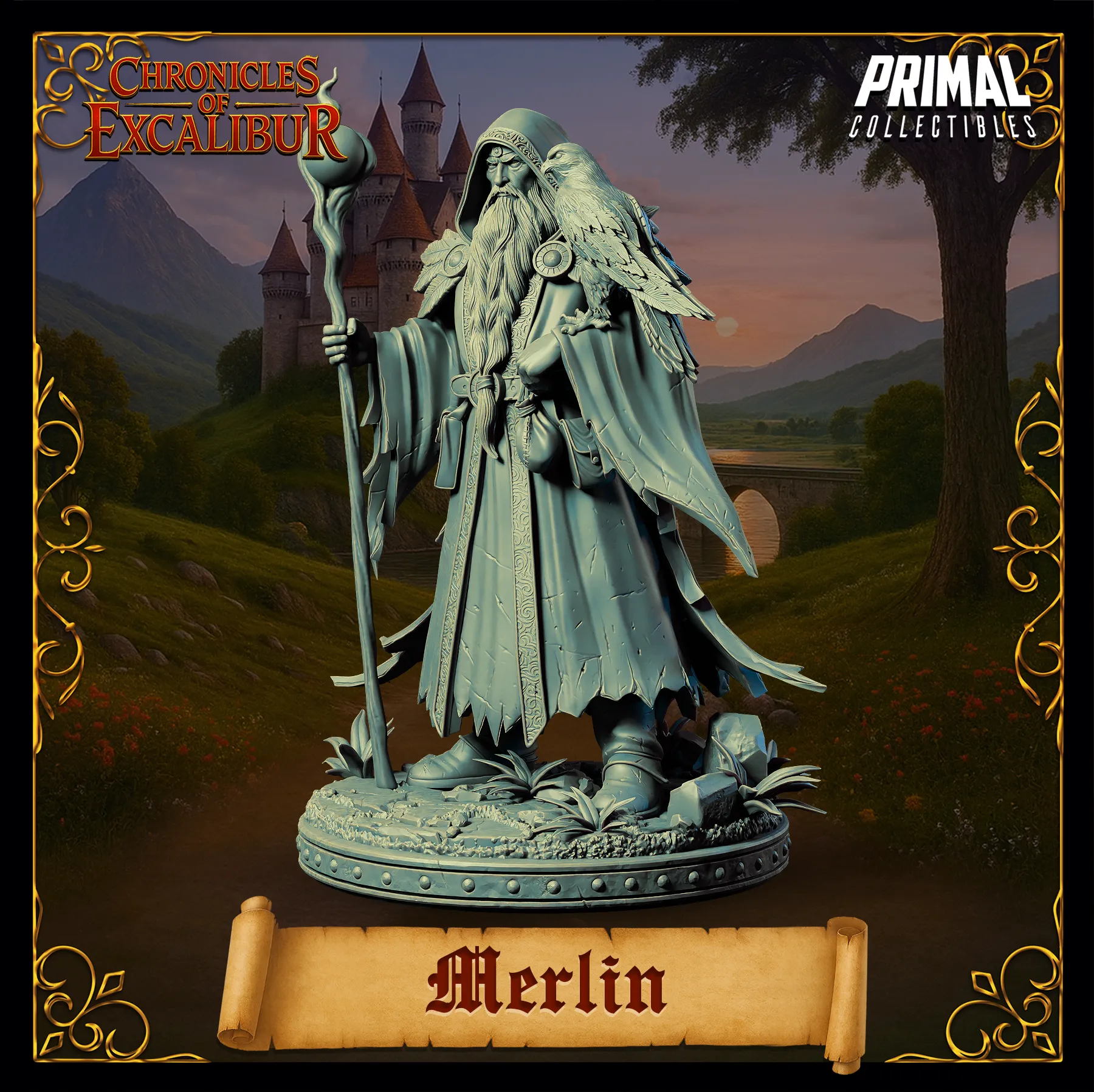 Wizard Merlin | Chronicles of Excalibur | Tabletop D&D Miniature | Primal Collectibles
