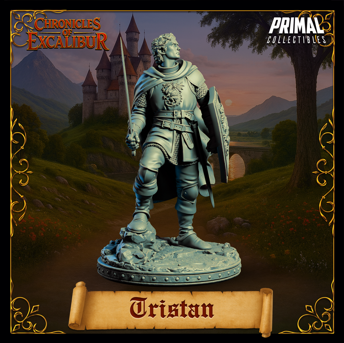 Knight Tristan | Chronicles of Excalibur | Tabletop D&D Miniature | Primal Collectibles