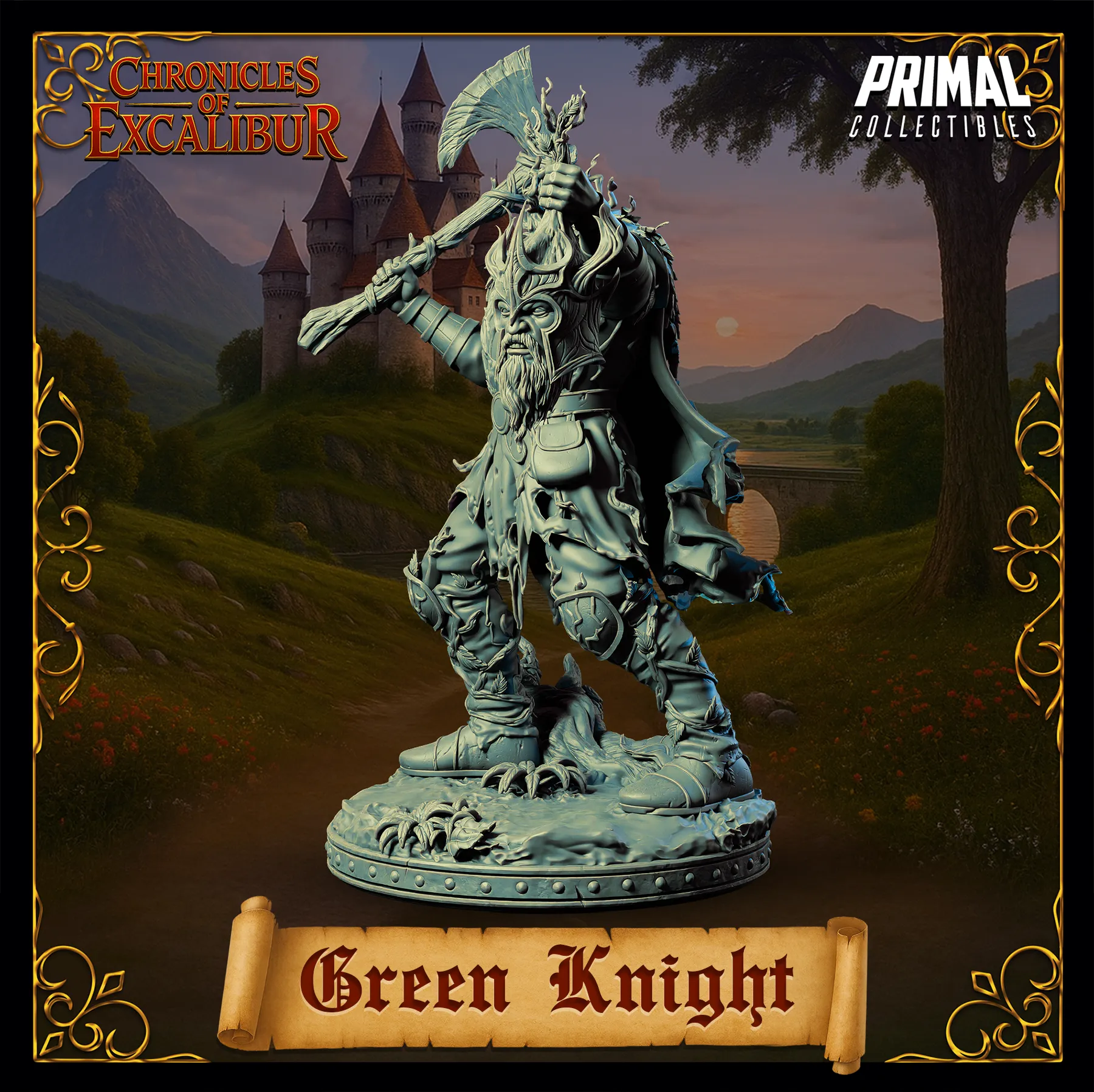 Mystic Knight Green Knight | Chronicles of Excalibur | Tabletop D&D Miniature | Primal Collectibles