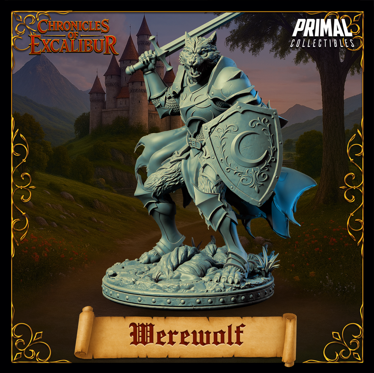 Knight Werewolf | Chronicles of Excalibur | Tabletop D&D Miniature | Primal Collectibles