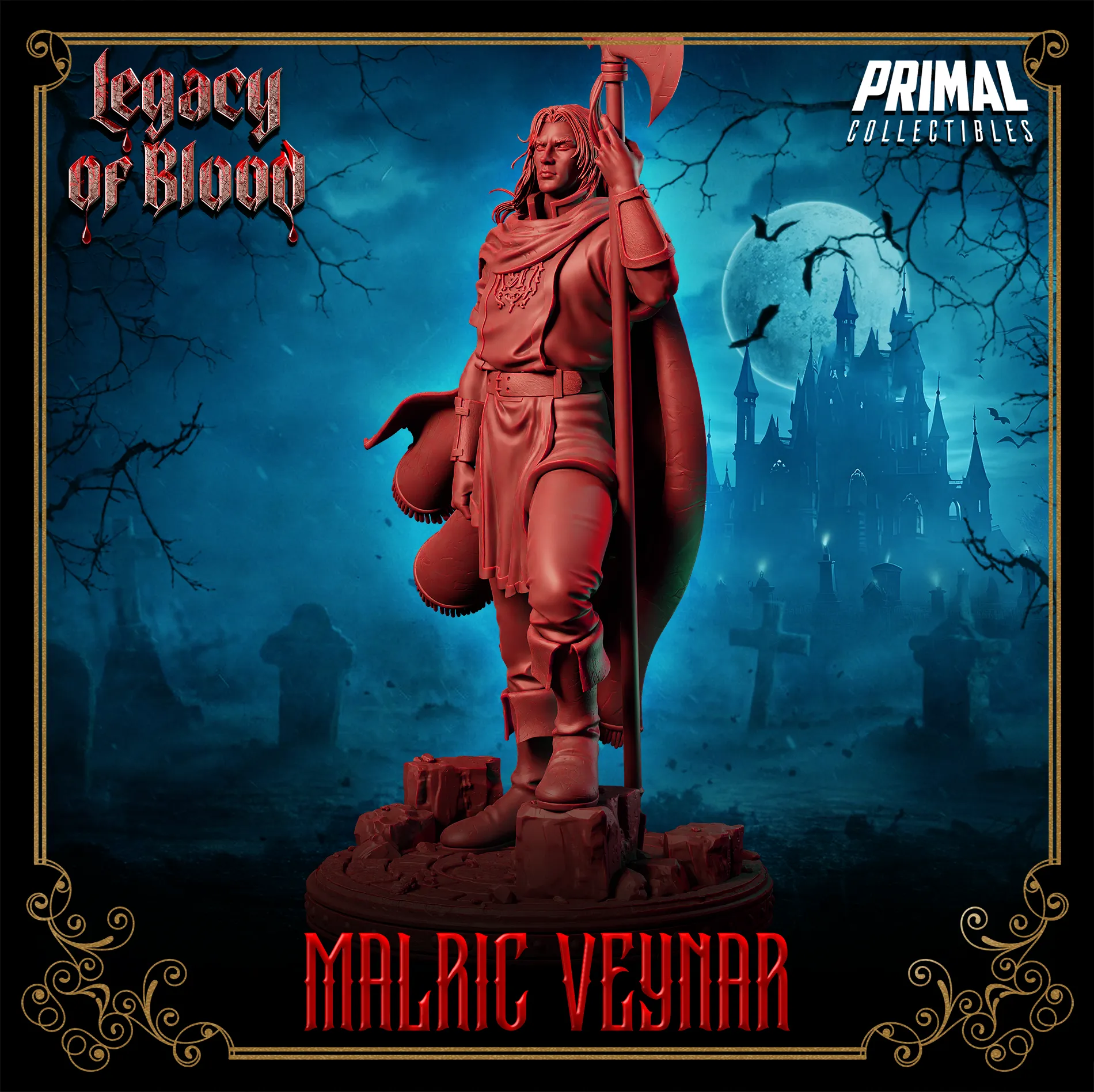 Human Malric Veynar | Legacy of Blood | Tabletop D&D Miniature | Primal Collectibles