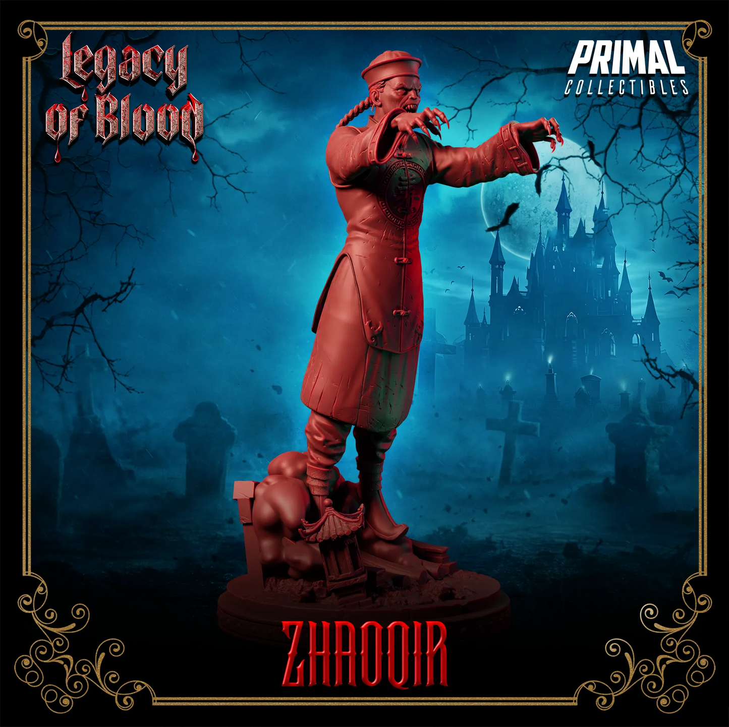 Zombie Zhaoqir, Hopping Vampire, Jiangshi | Legacy of Blood | Tabletop D&D Miniature | Primal Collectibles