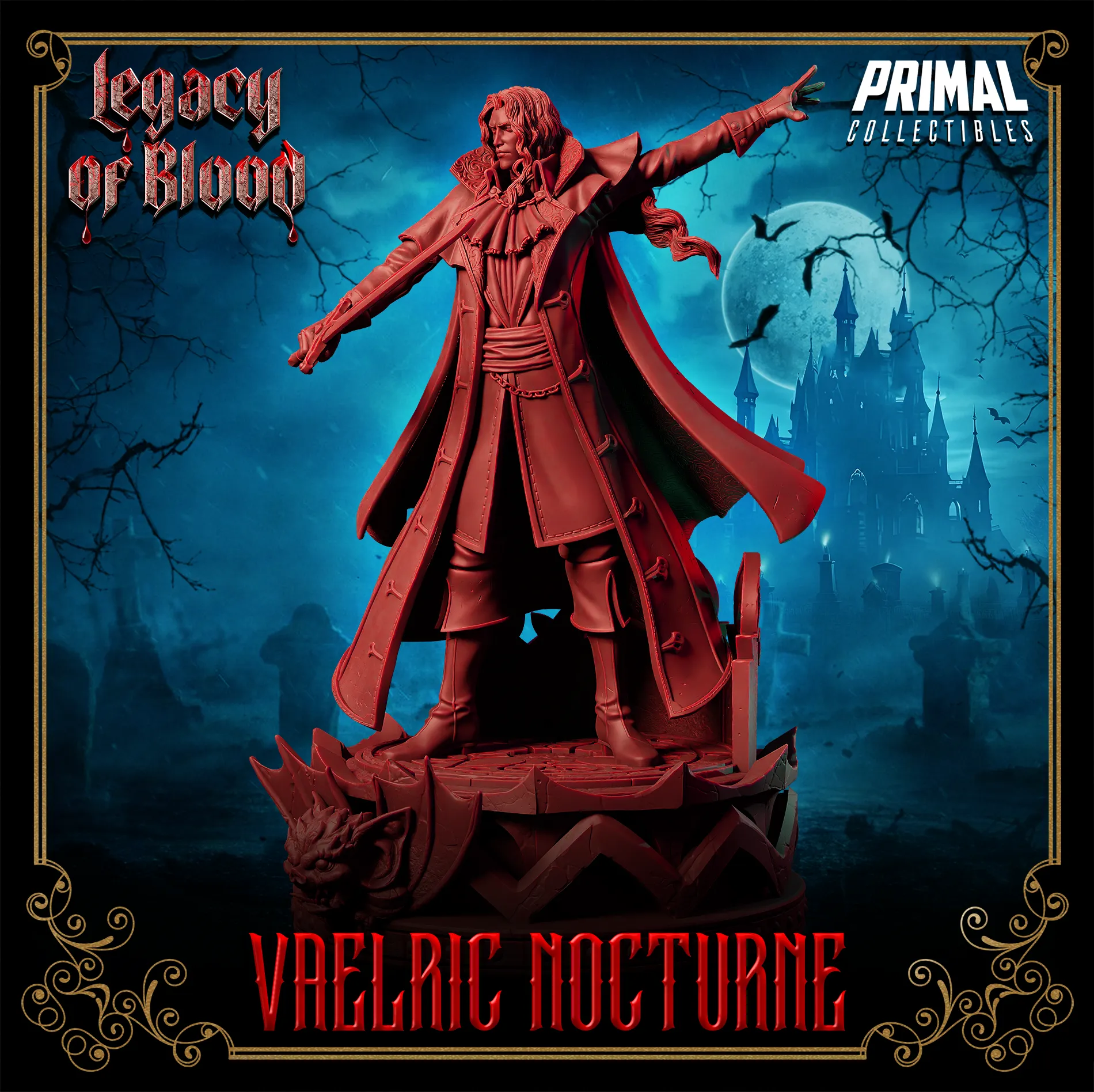 Dampyr Vaelric Nocturne | Legacy of Blood | Tabletop Scale | TTRPG D&D Miniature | Primal Collectibles