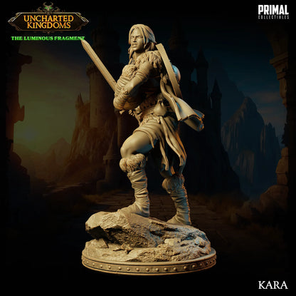 Barbarian Female Kara | Uncharted Kingdoms | Tabletop D&D Miniature | Primal Collectibles