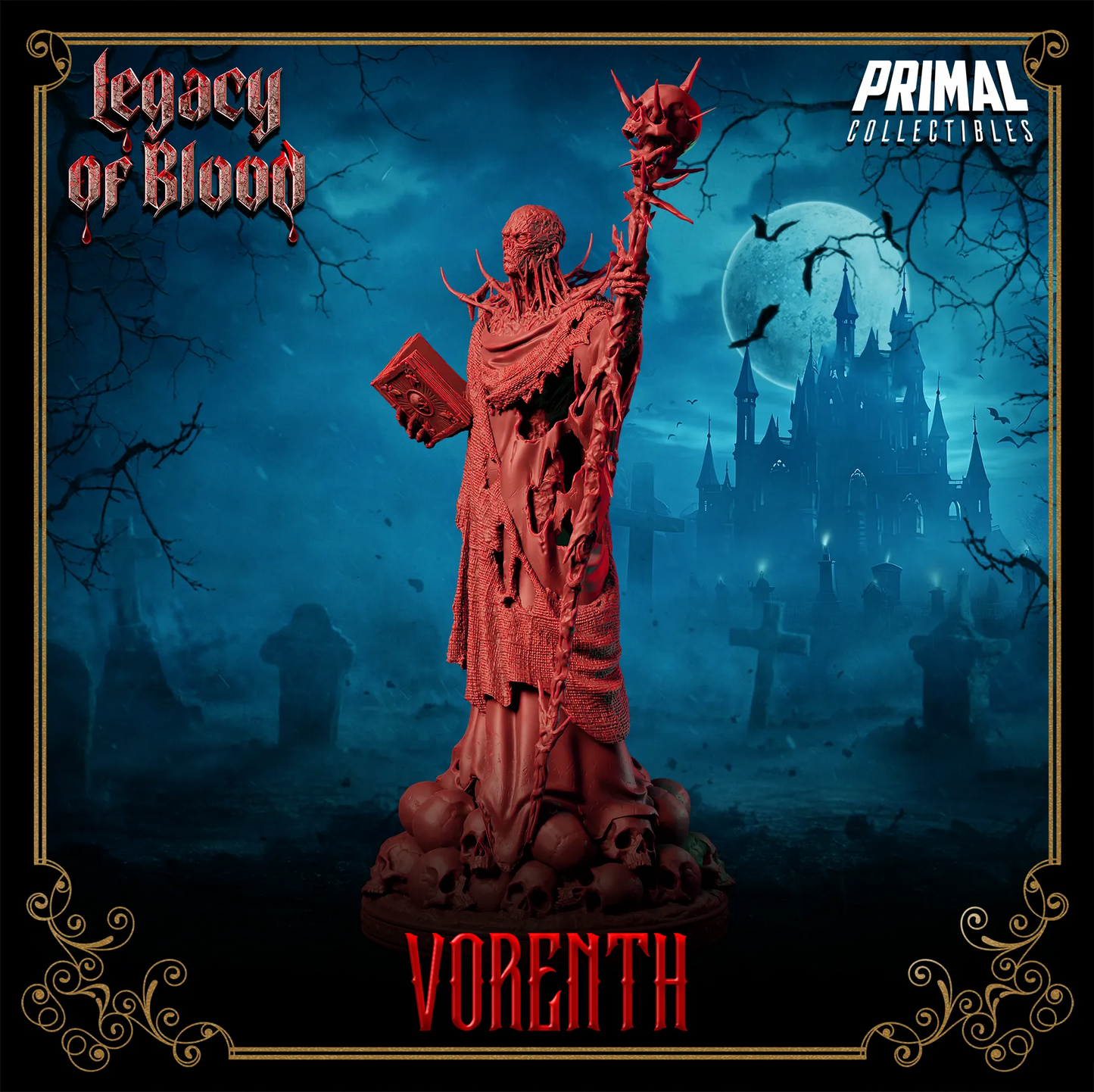 Necromancer Vorenth, Vampire Lich Wizard | Legacy of Blood | Tabletop D&D Miniature | Primal Collectibles