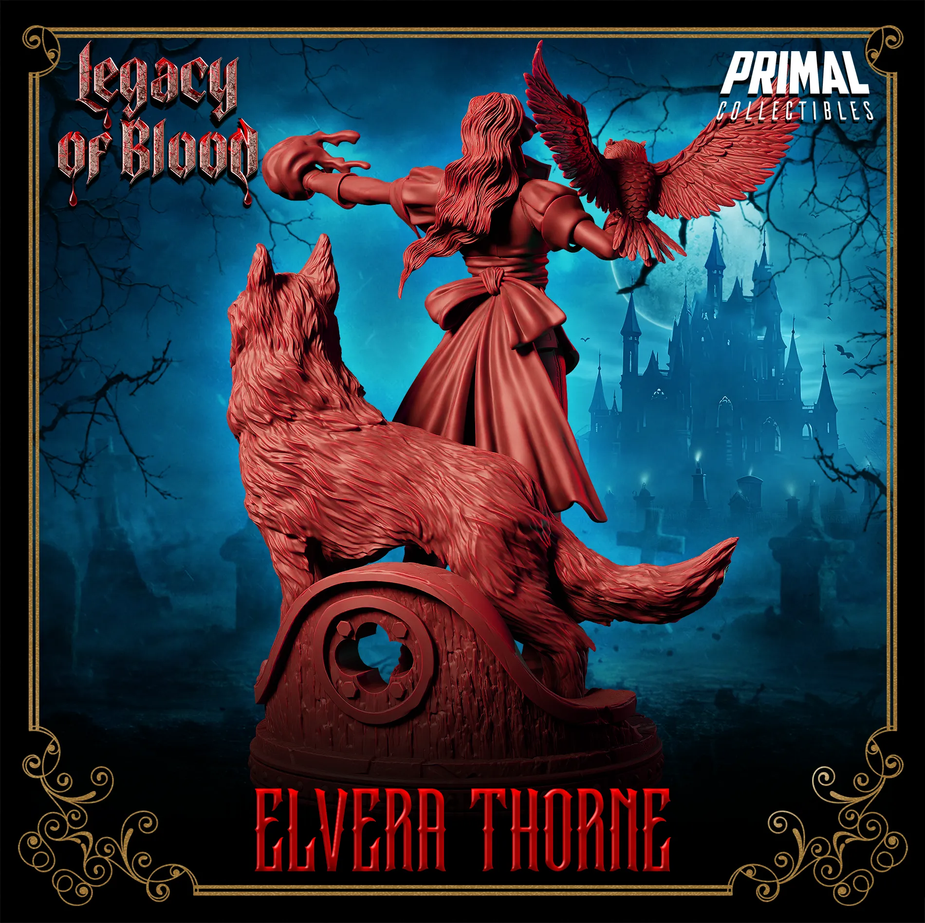 Wizard Elvera Thorne | Legacy of Blood | Tabletop Scale | TTRPG D&D Miniature | Primal Collectibles