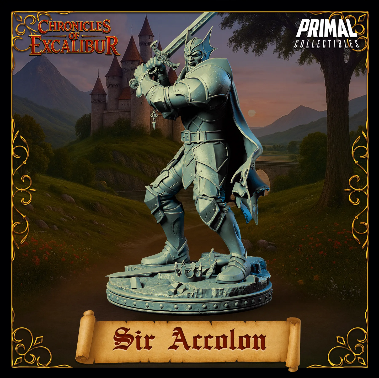 Evil Knight Sir Accolon | Chronicles of Excalibur | Tabletop D&D Miniature | Primal Collectibles