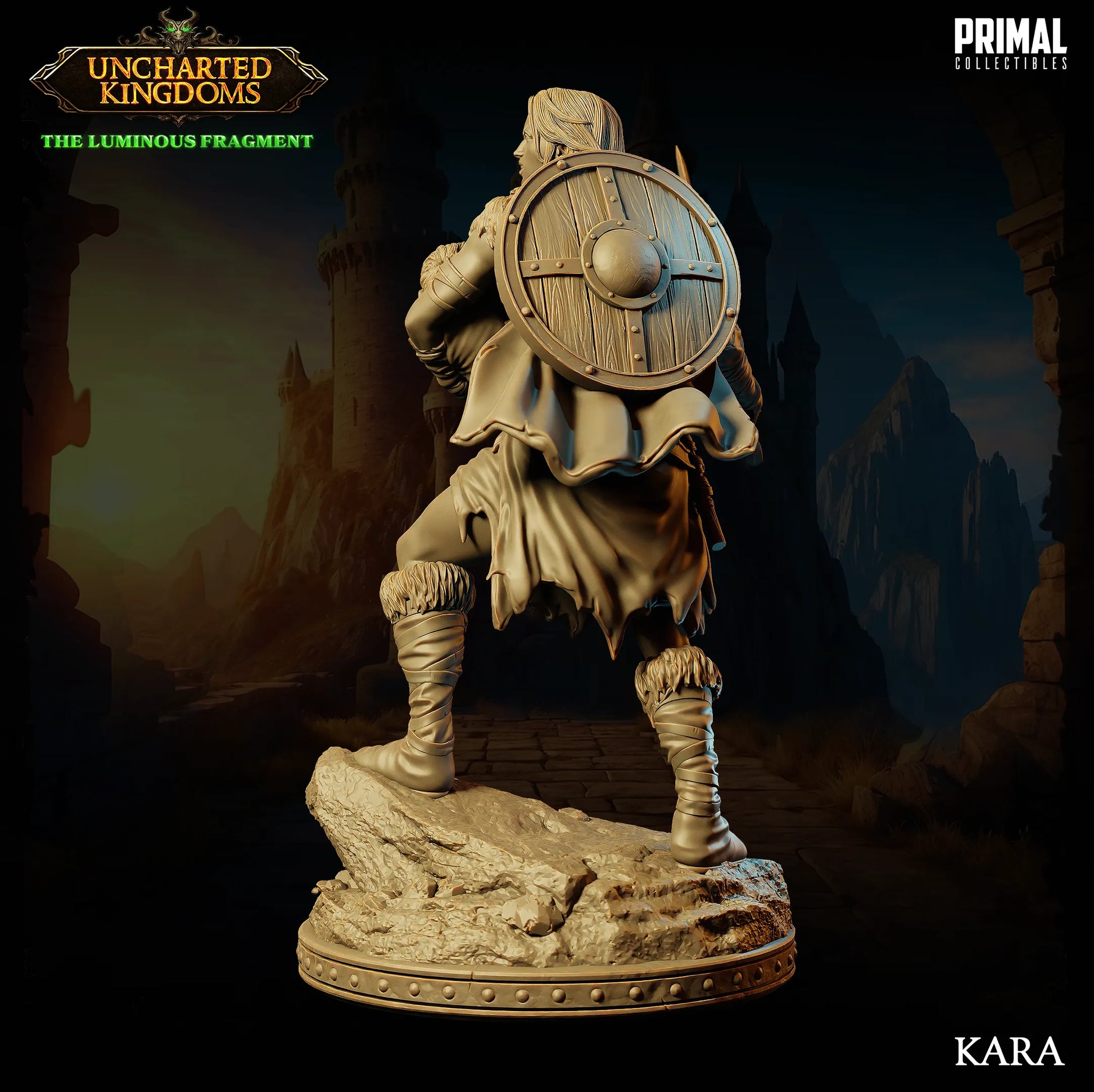 Barbarian Female Kara | Uncharted Kingdoms | Tabletop D&D Miniature | Primal Collectibles