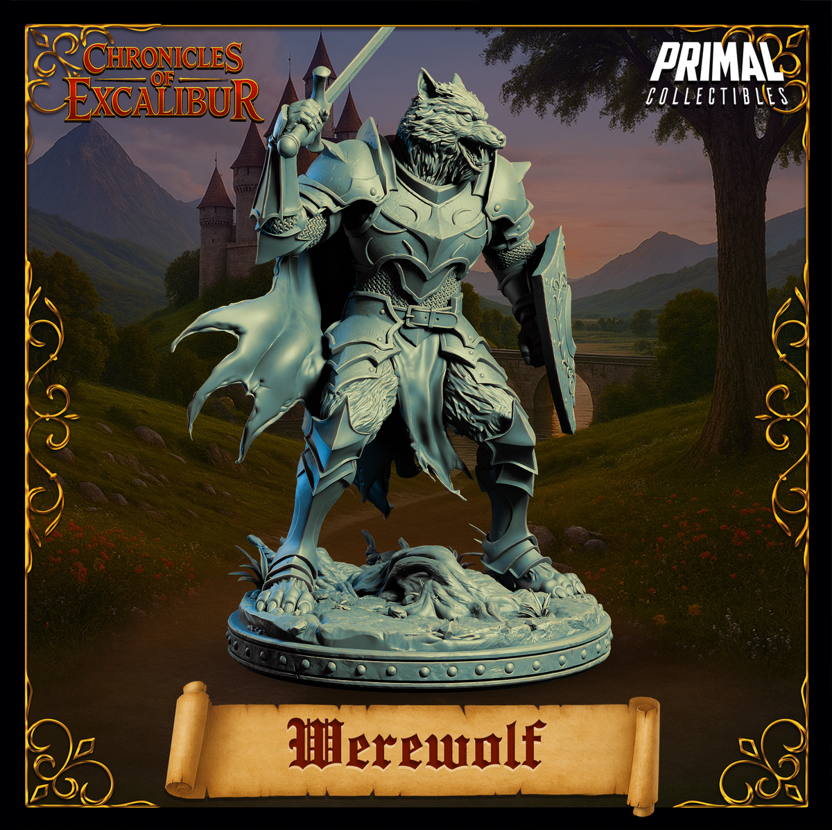 Knight Werewolf | Chronicles of Excalibur | Tabletop D&D Miniature | Primal Collectibles