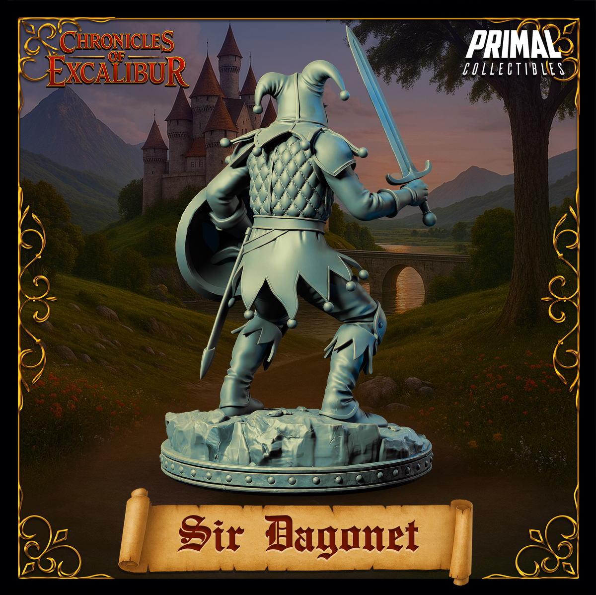 Knight Sir Dagonet | Chronicles of Excalibur | Tabletop D&D Miniature | Primal Collectibles