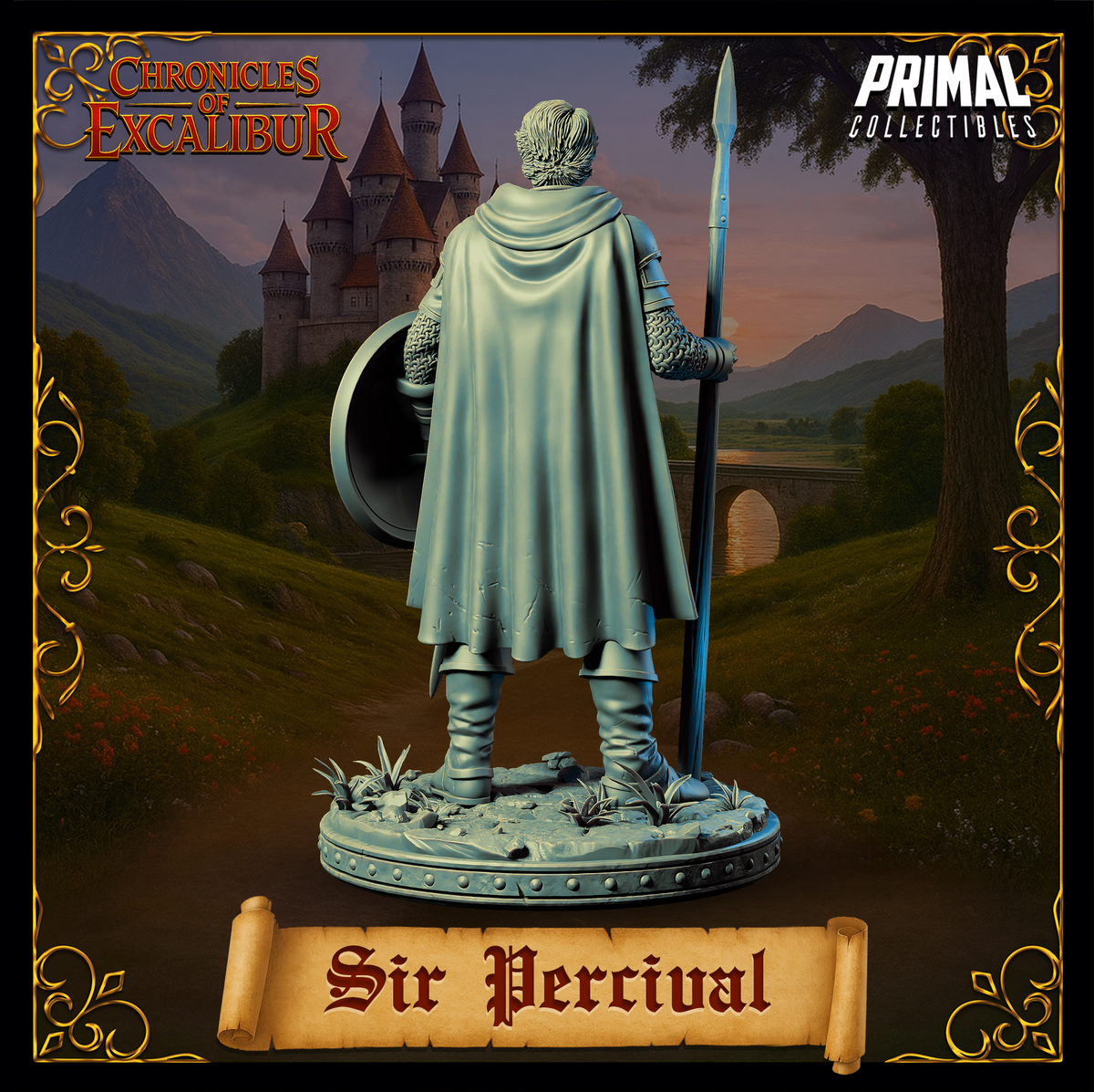 Knight Sir Percival | Chronicles of Excalibur | Tabletop D&D Miniature | Primal Collectibles