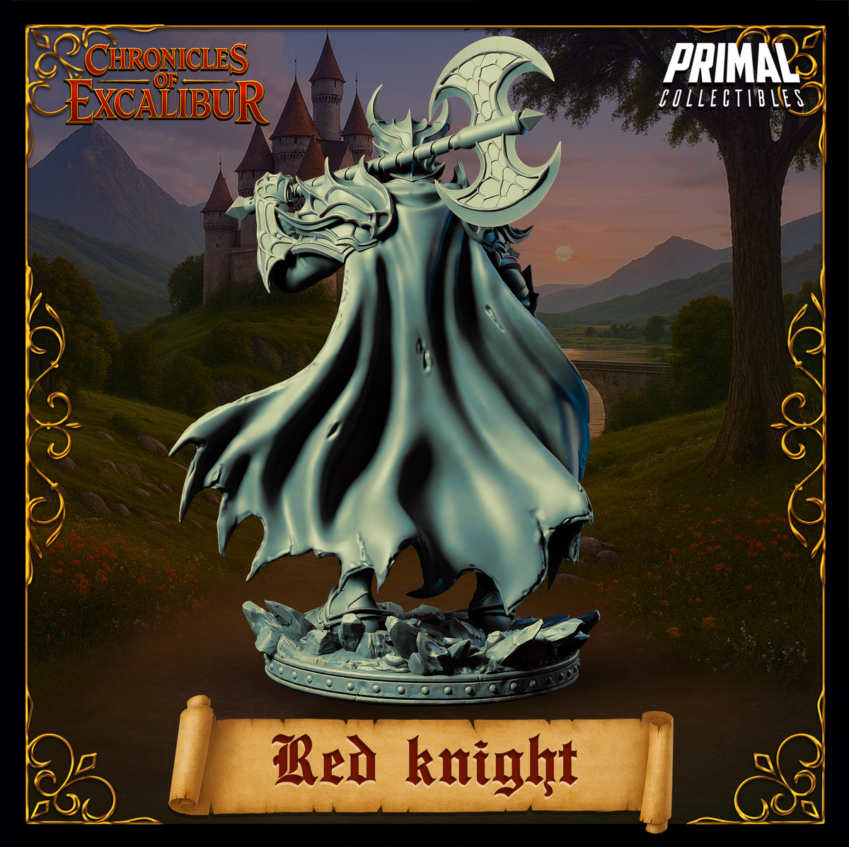 Knight Red Knight | Chronicles of Excalibur | Tabletop D&D Miniature | Primal Collectibles