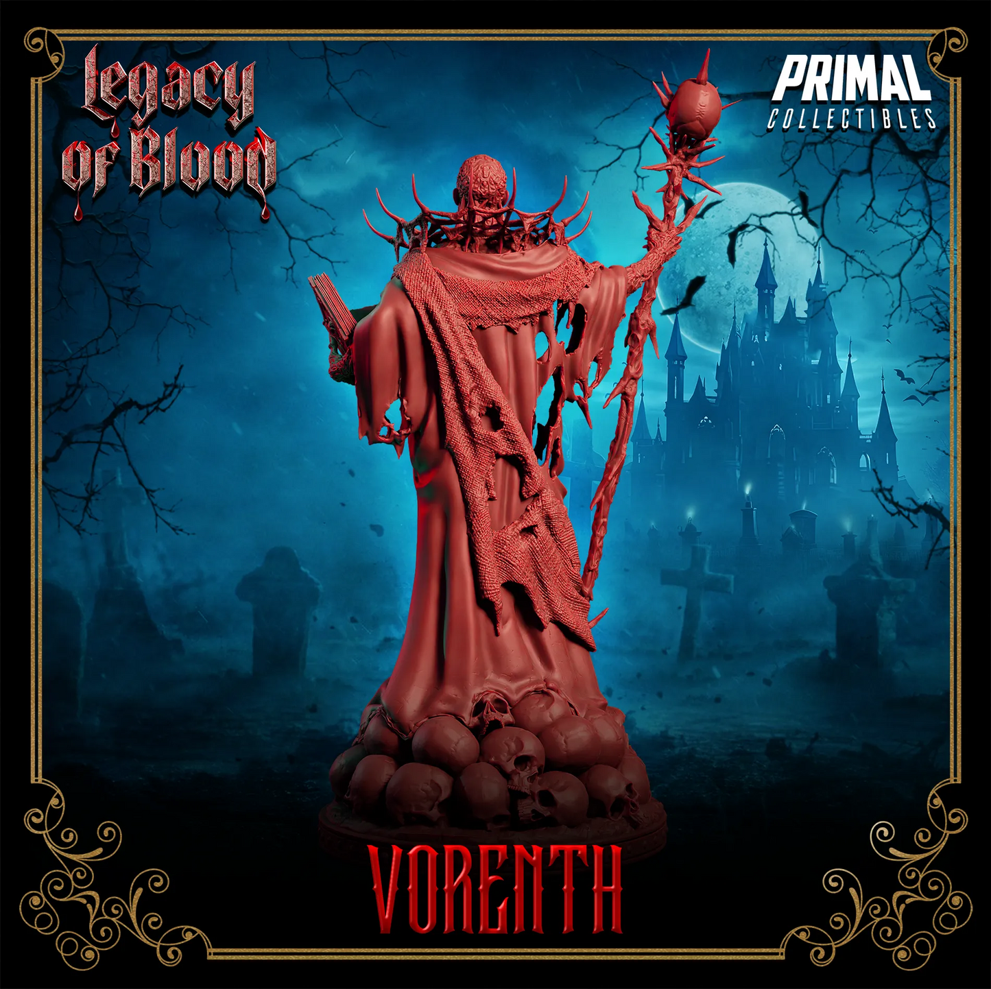 Necromancer Vorenth, Vampire Lich Wizard | Legacy of Blood | Tabletop D&D Miniature | Primal Collectibles