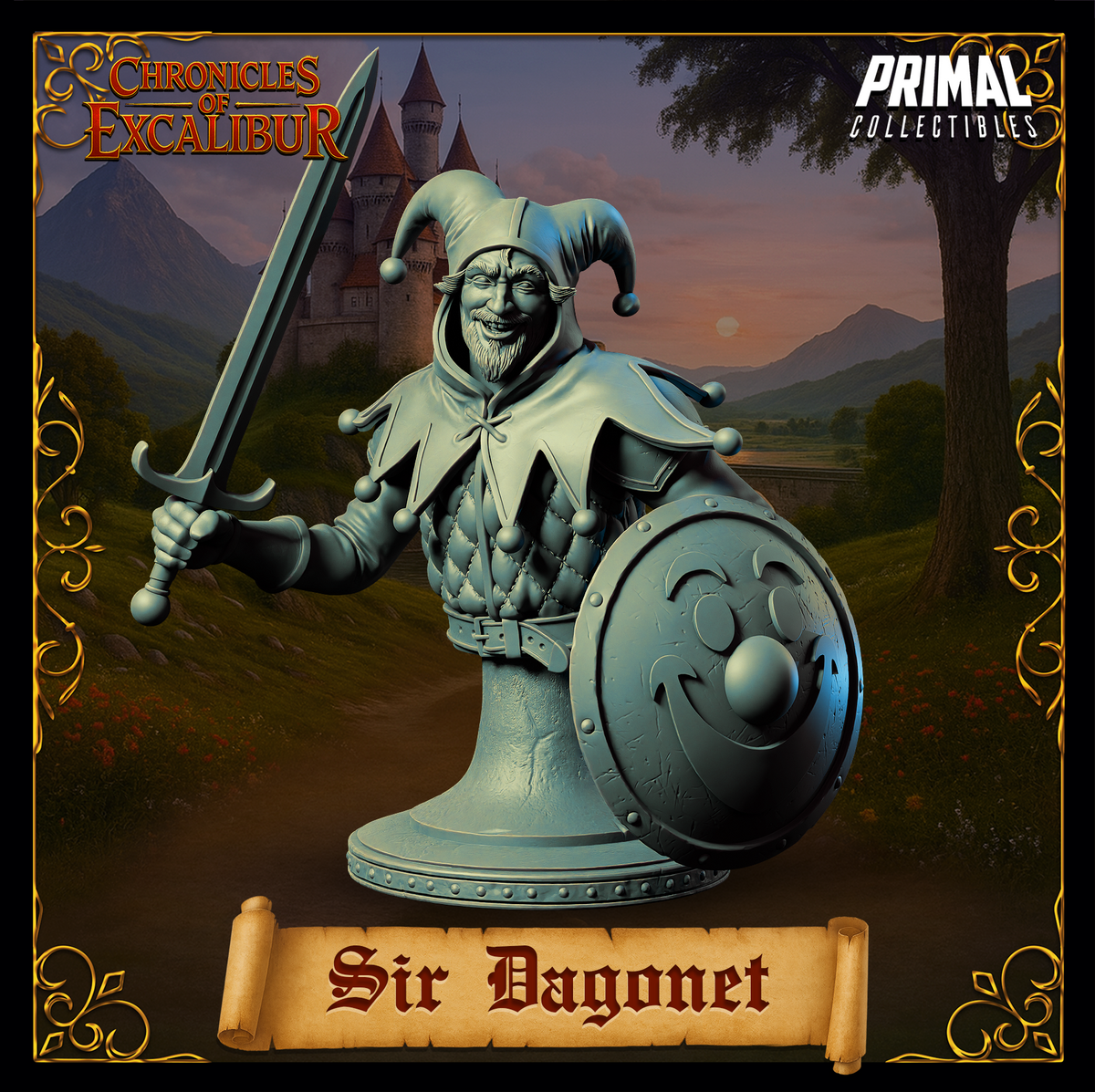 Knight Sir Dagonet | Chronicles of Excalibur | Tabletop D&D Miniature | Primal Collectibles