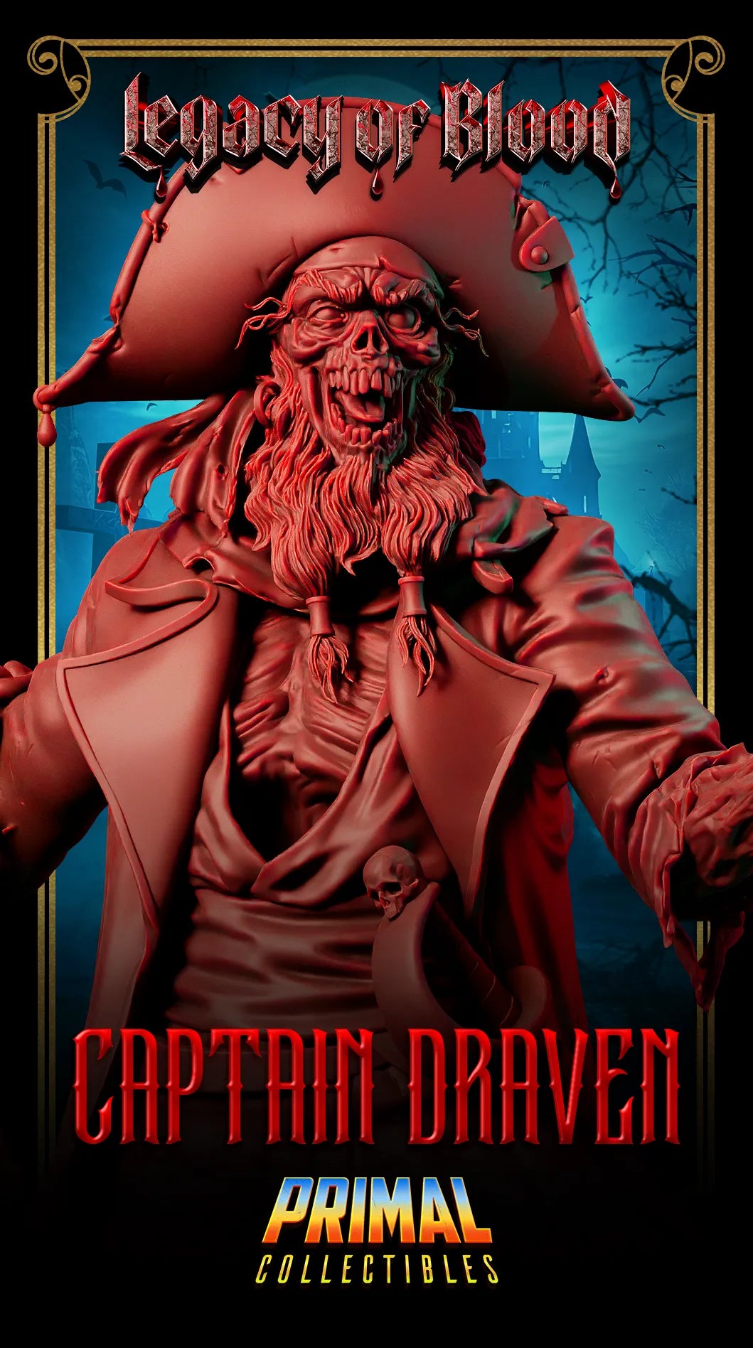 Captain Draeven, Undead Pirate | Legacy of Blood | Tabletop D&D Miniature | Primal Collectibles