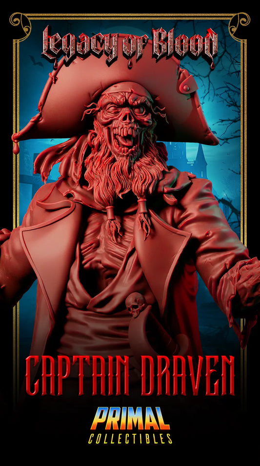 Captain Draeven, Undead Pirate | Legacy of Blood | Tabletop D&D Miniature | Primal Collectibles