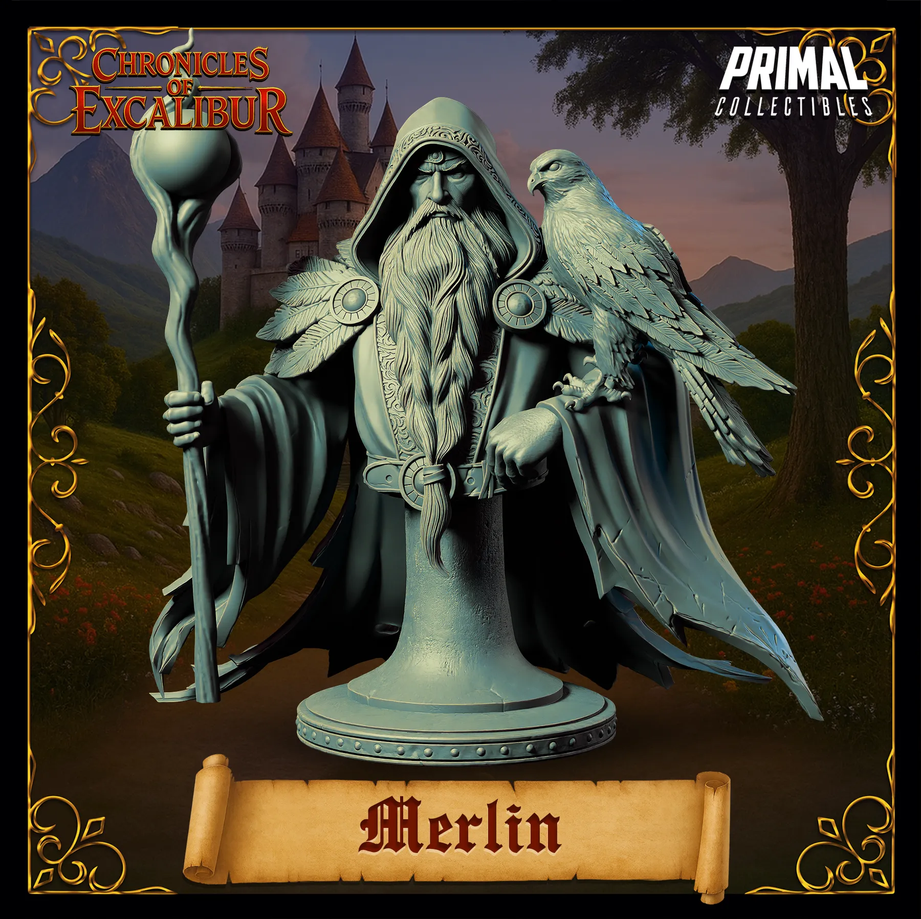 Wizard Merlin | Chronicles of Excalibur | Tabletop D&D Miniature | Primal Collectibles