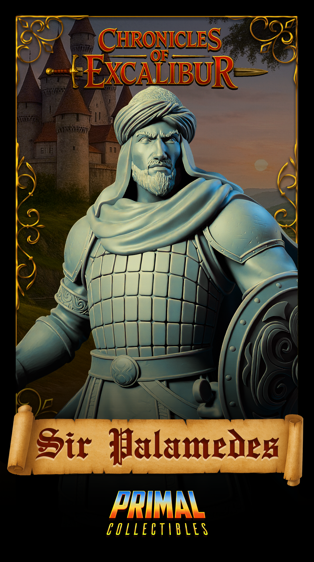 Knight Sir Palamedes | Chronicles of Excalibur | Tabletop D&D Miniature | Primal Collectibles