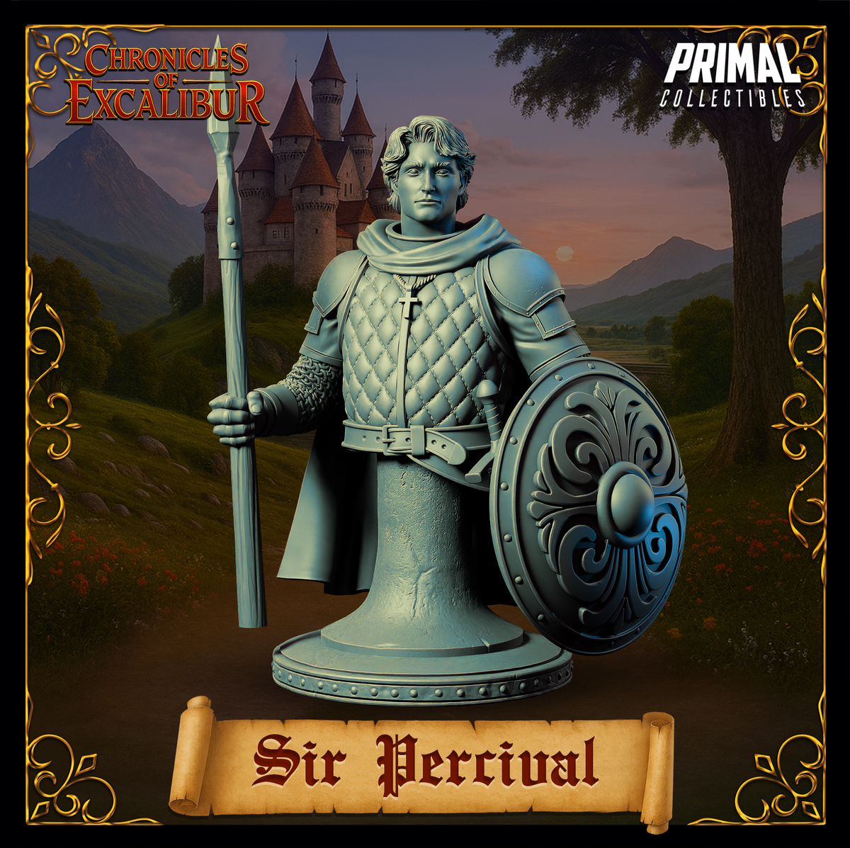 Knight Sir Percival | Chronicles of Excalibur | Tabletop D&D Miniature | Primal Collectibles