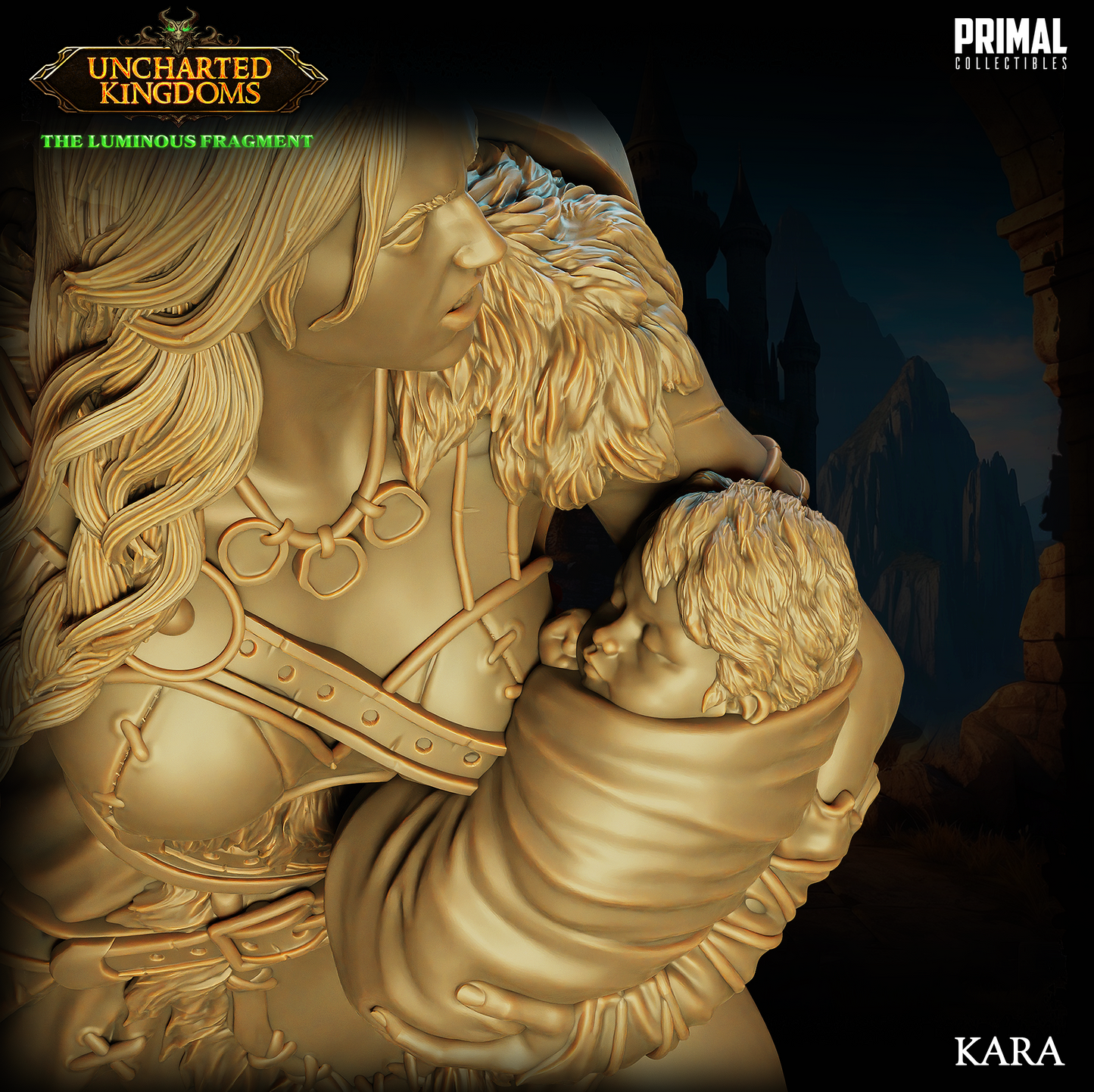 Barbarian Female Kara | Uncharted Kingdoms | Tabletop D&D Miniature | Primal Collectibles