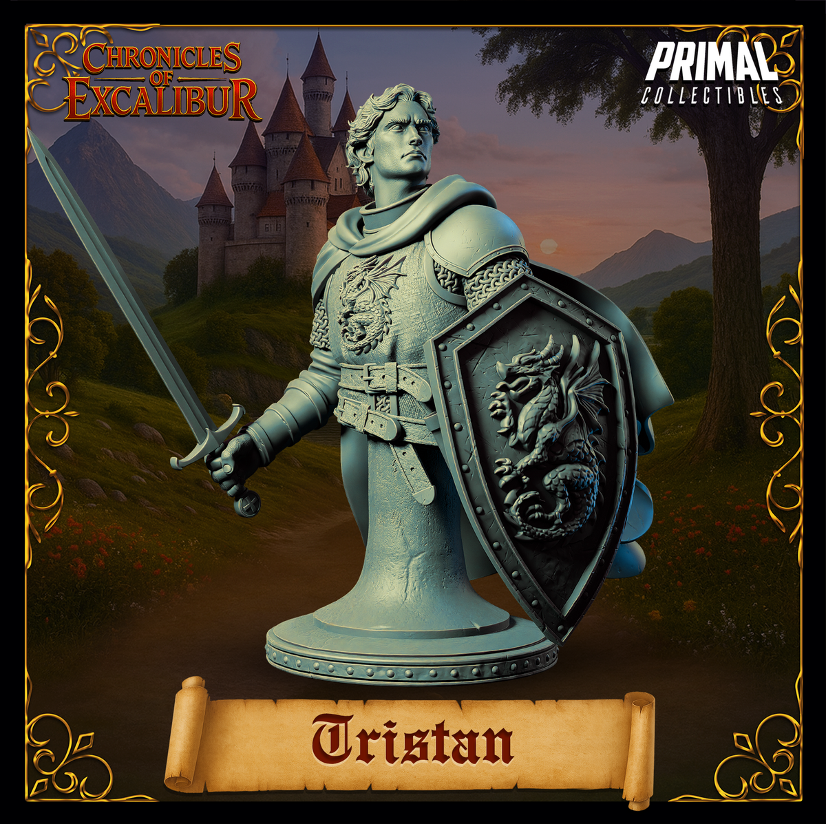 Knight Tristan | Chronicles of Excalibur | Tabletop D&D Miniature | Primal Collectibles