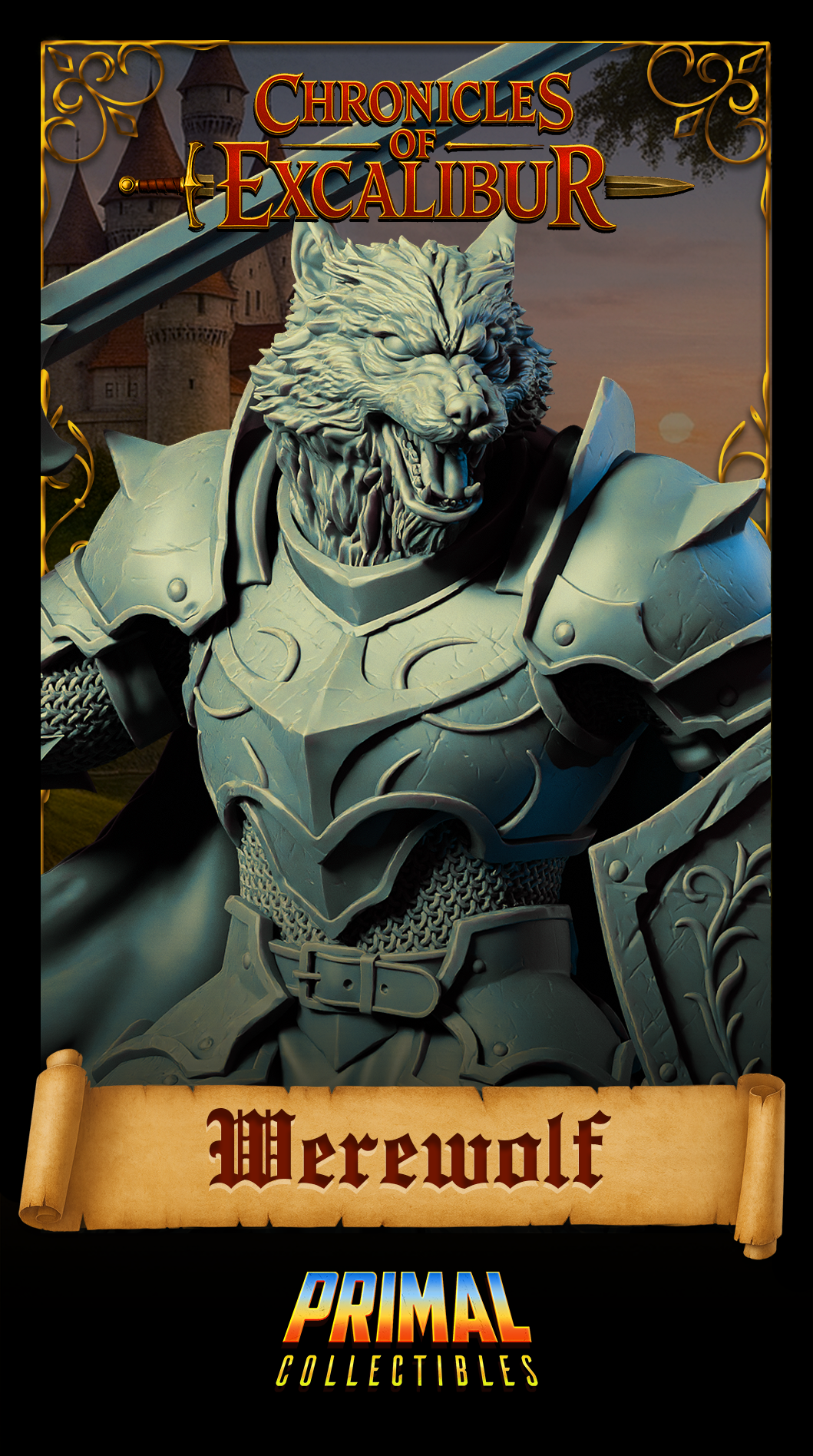 Knight Werewolf | Chronicles of Excalibur | Tabletop D&D Miniature | Primal Collectibles