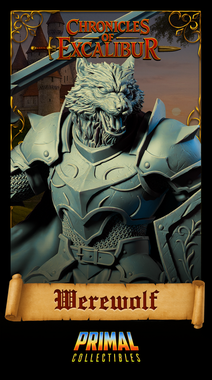 Knight Werewolf | Chronicles of Excalibur | Tabletop D&D Miniature | Primal Collectibles