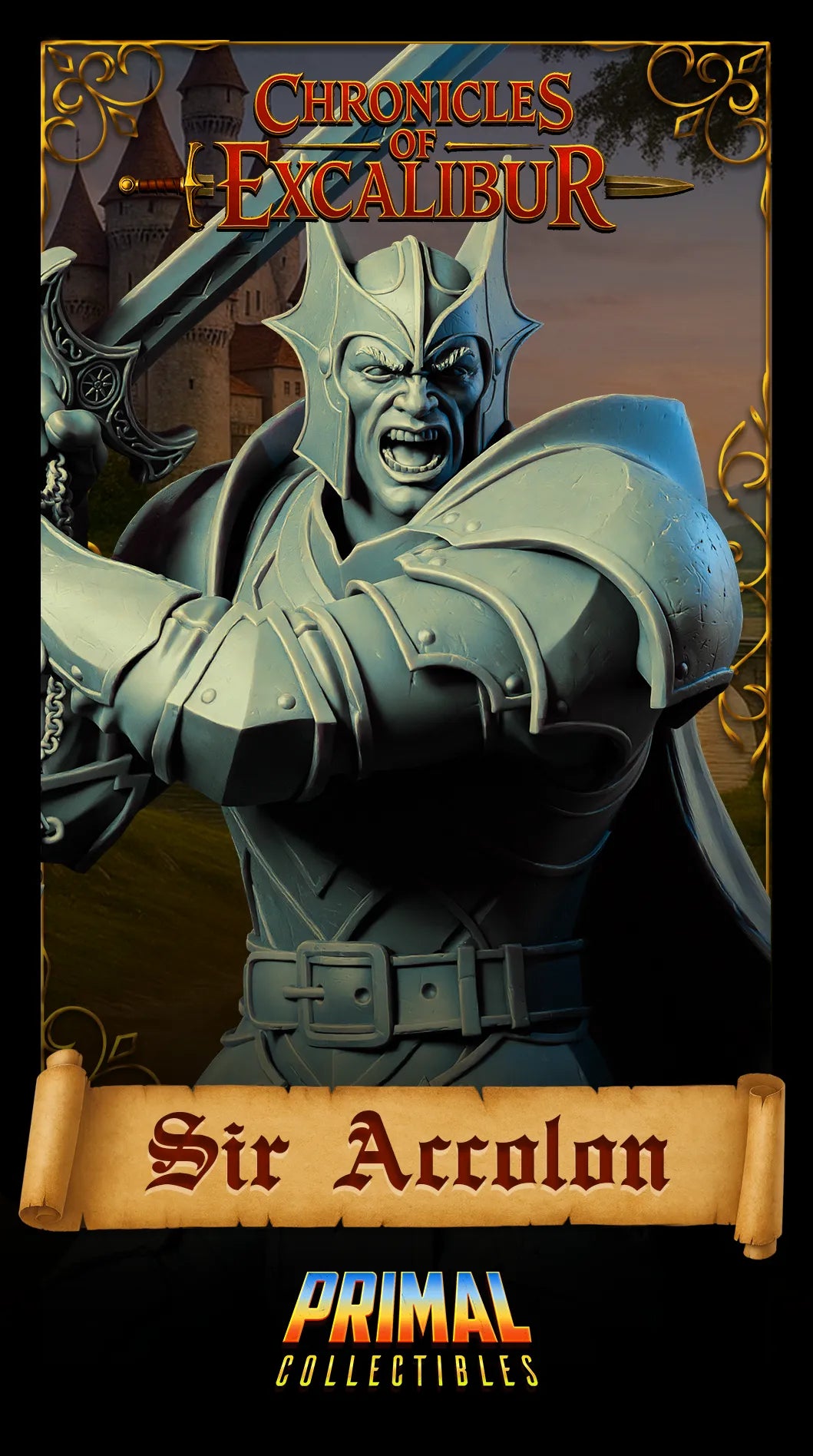Evil Knight Sir Accolon | Chronicles of Excalibur | Tabletop D&D Miniature | Primal Collectibles