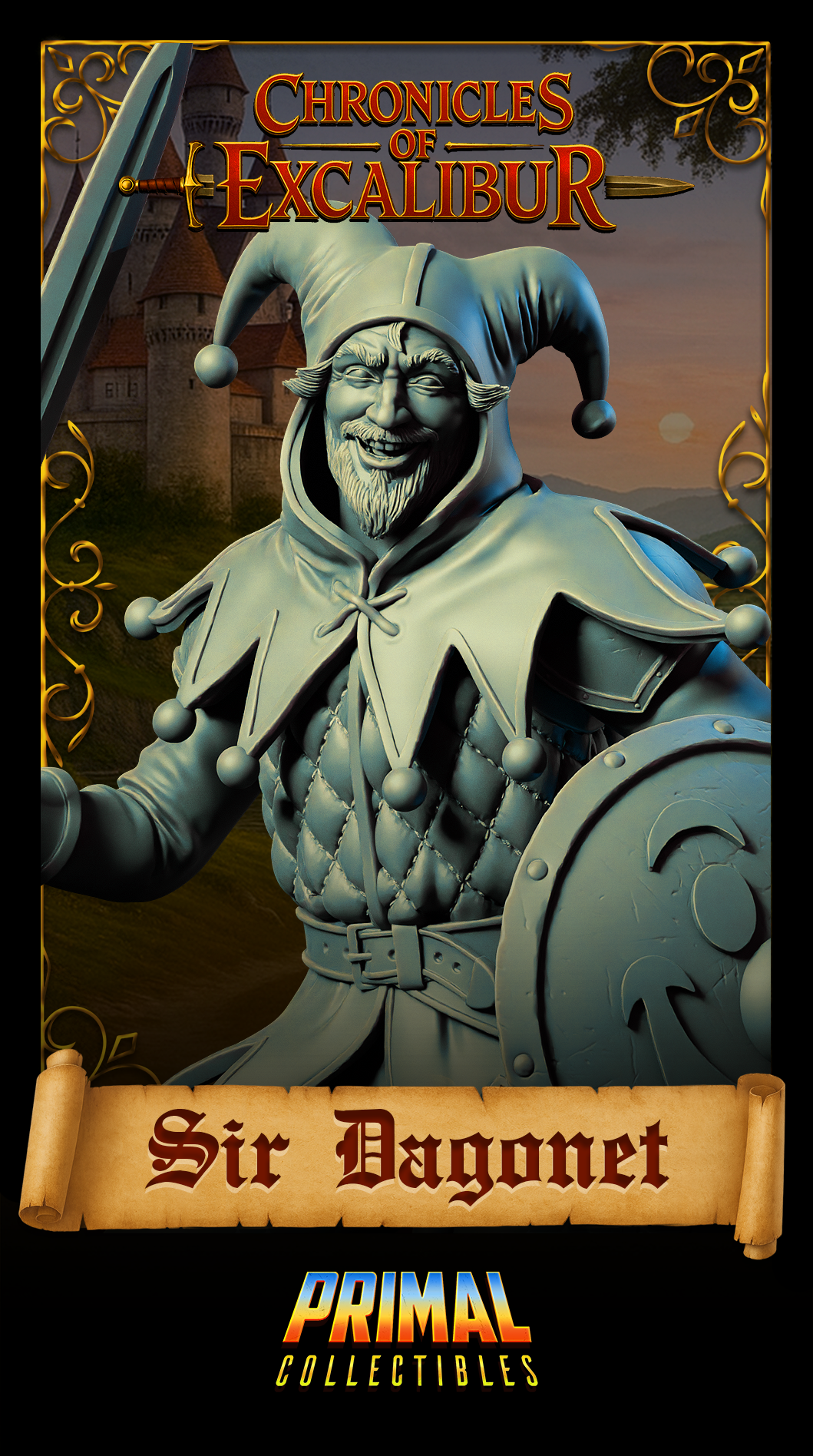 Knight Sir Dagonet | Chronicles of Excalibur | Tabletop D&D Miniature | Primal Collectibles