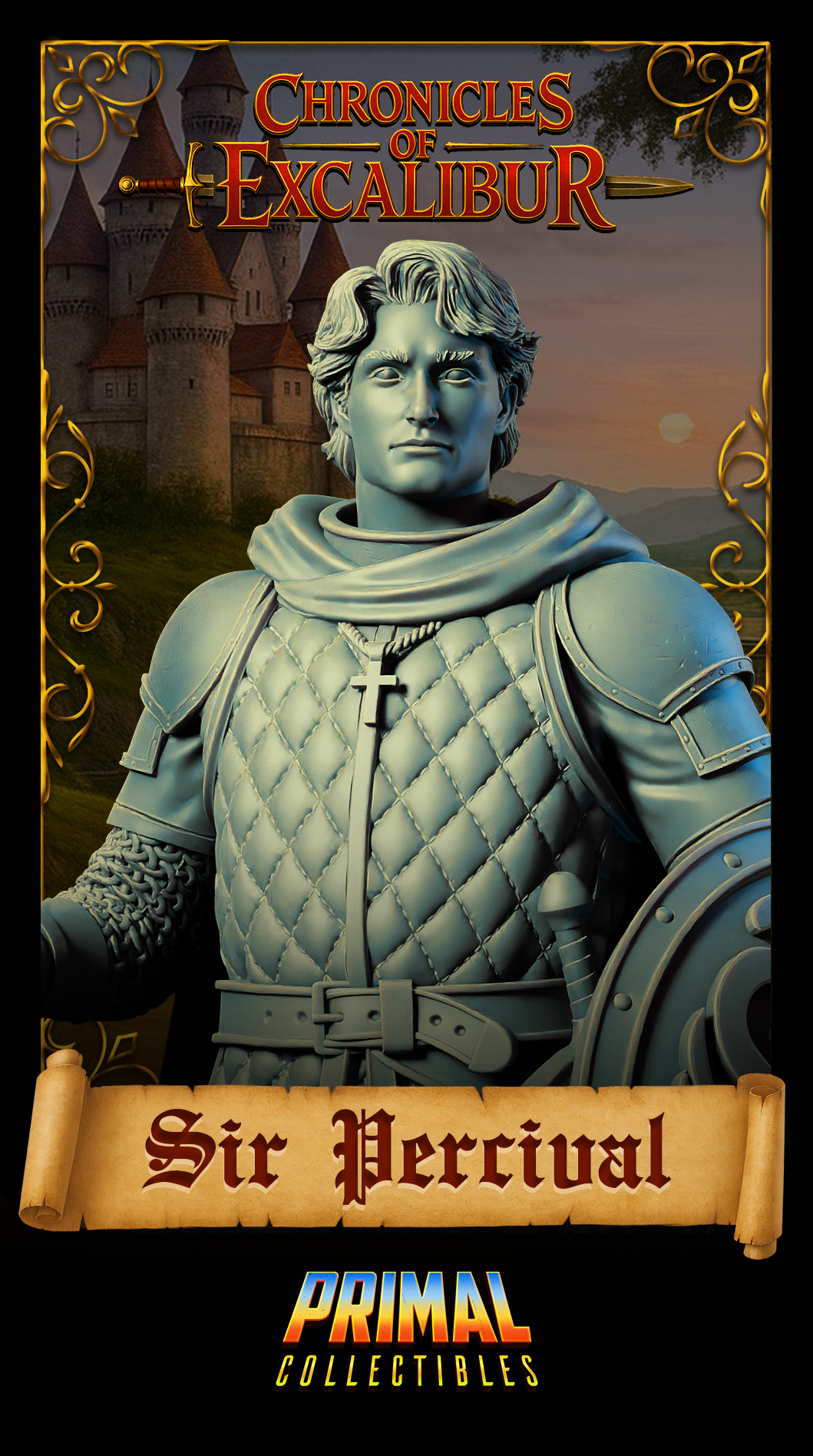 Knight Sir Percival | Chronicles of Excalibur | Tabletop D&D Miniature | Primal Collectibles