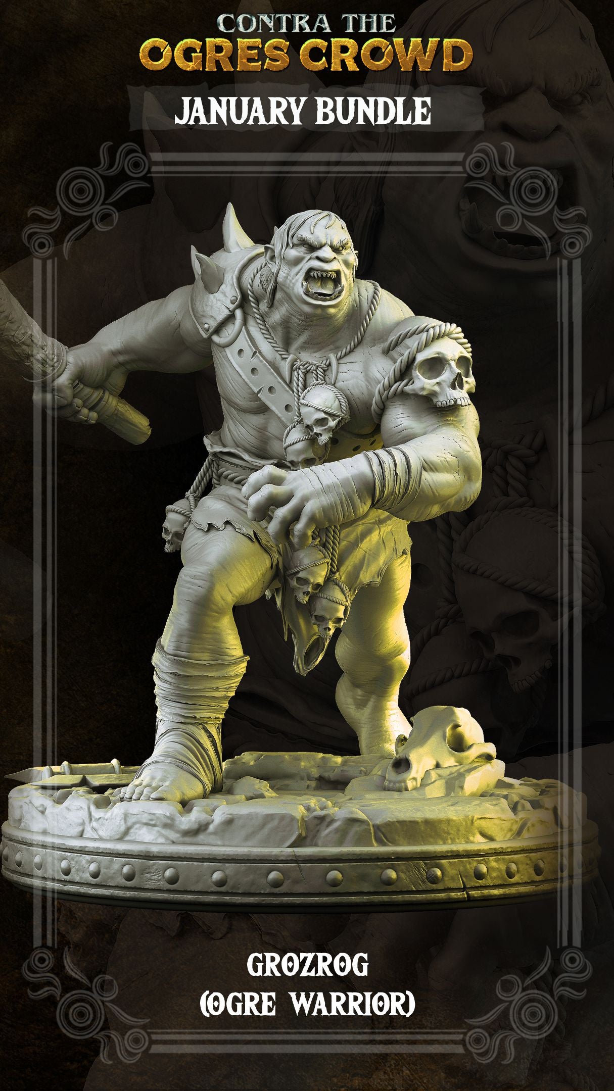 Grozrog Ogre Warrior | DnD Character Miniature | PRIMAL Collectibles - Tattles Told 3D
