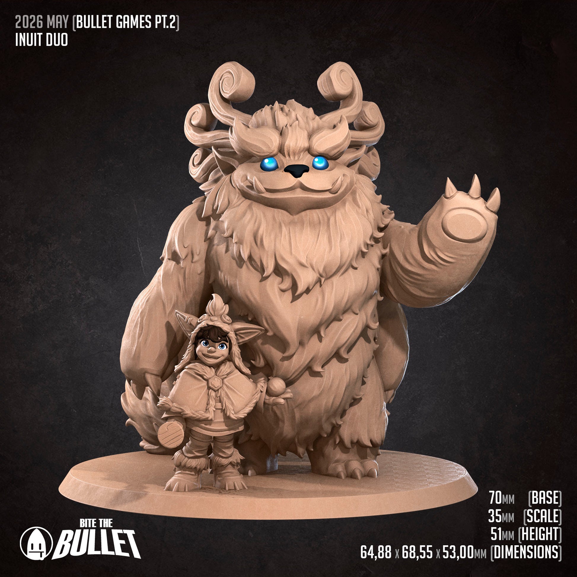Inuit Duo TTRPG miniature by Tattles Told 3D featuring two detailed Inuit figures for D&D and tabletop gaming.