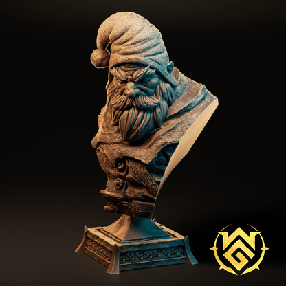 Bust of Jack, the Winterbound Ranger miniature from Tattles Told 3D for TTRPG D&D, featuring detailed winter-themed armor and expressive face.