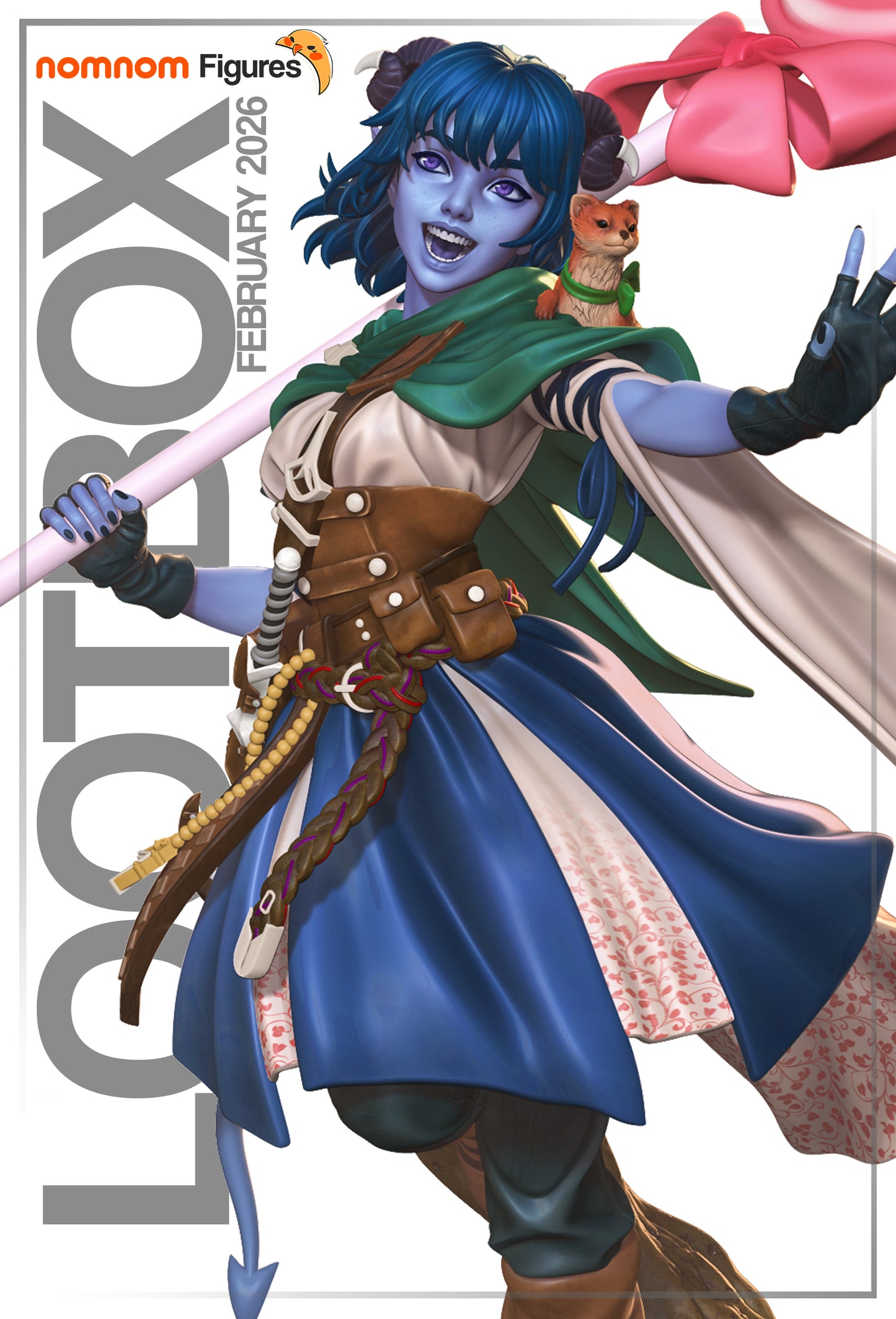 Whimsical Trickster resin garage kit figure by Tattles Told 3D, featuring a detailed anime-inspired jester design.