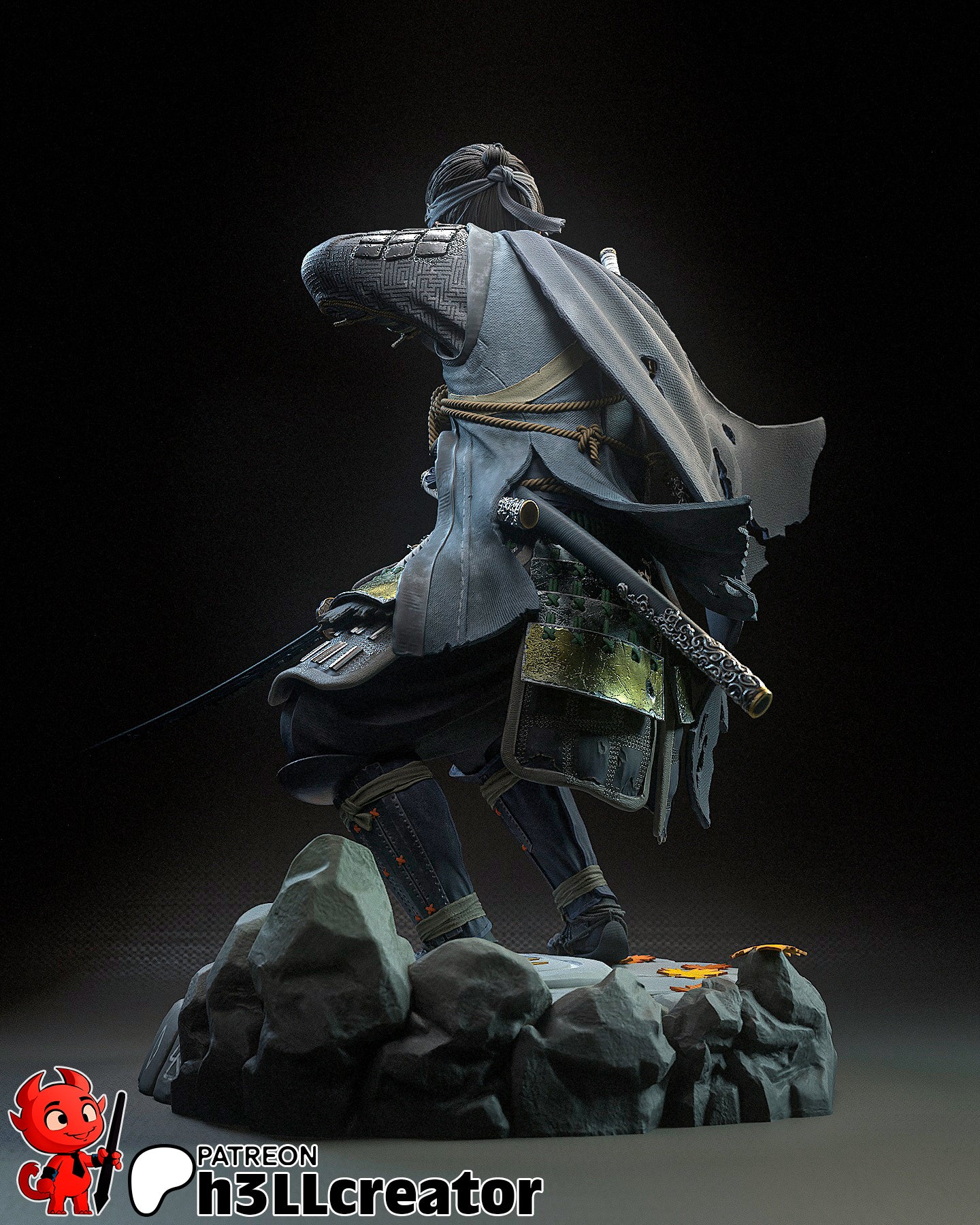 1:12 Shadowed Samurai | Resin Garage Kit Figure Game Fan Art | h3LL creator