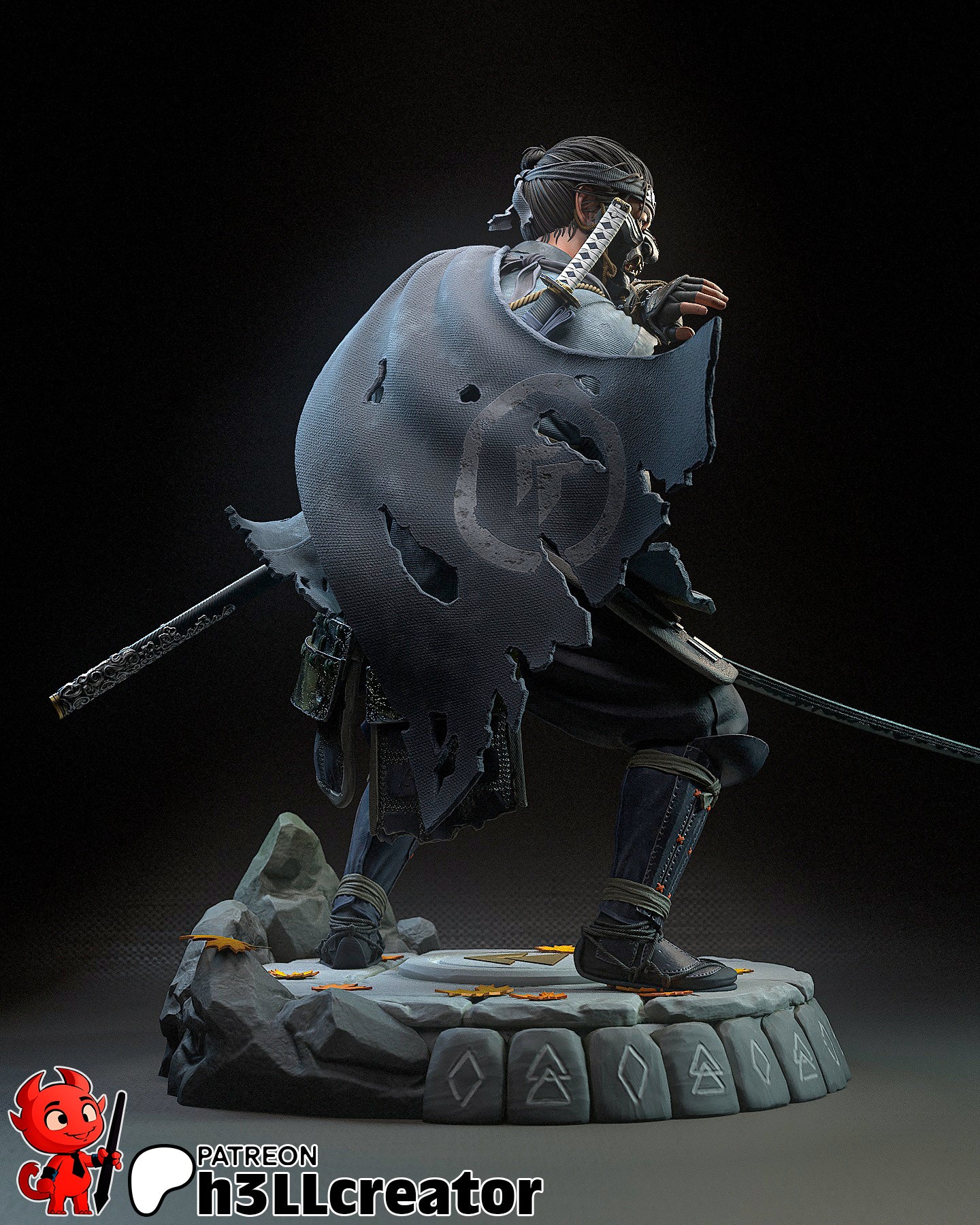 1:12 Shadowed Samurai | Resin Garage Kit Figure Game Fan Art | h3LL creator