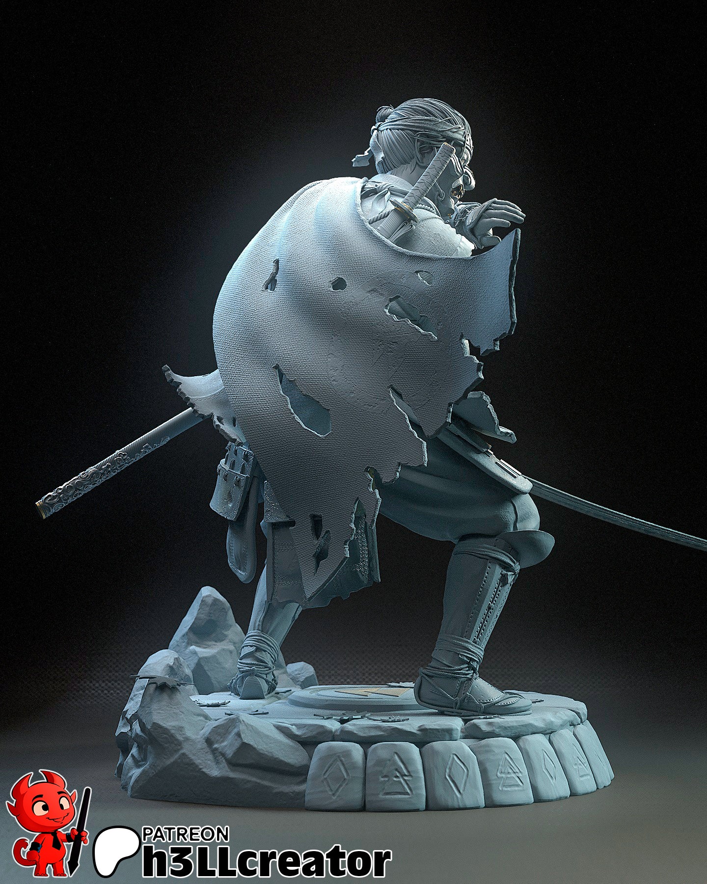 1:12 Shadowed Samurai | Resin Garage Kit Figure Game Fan Art | h3LL creator